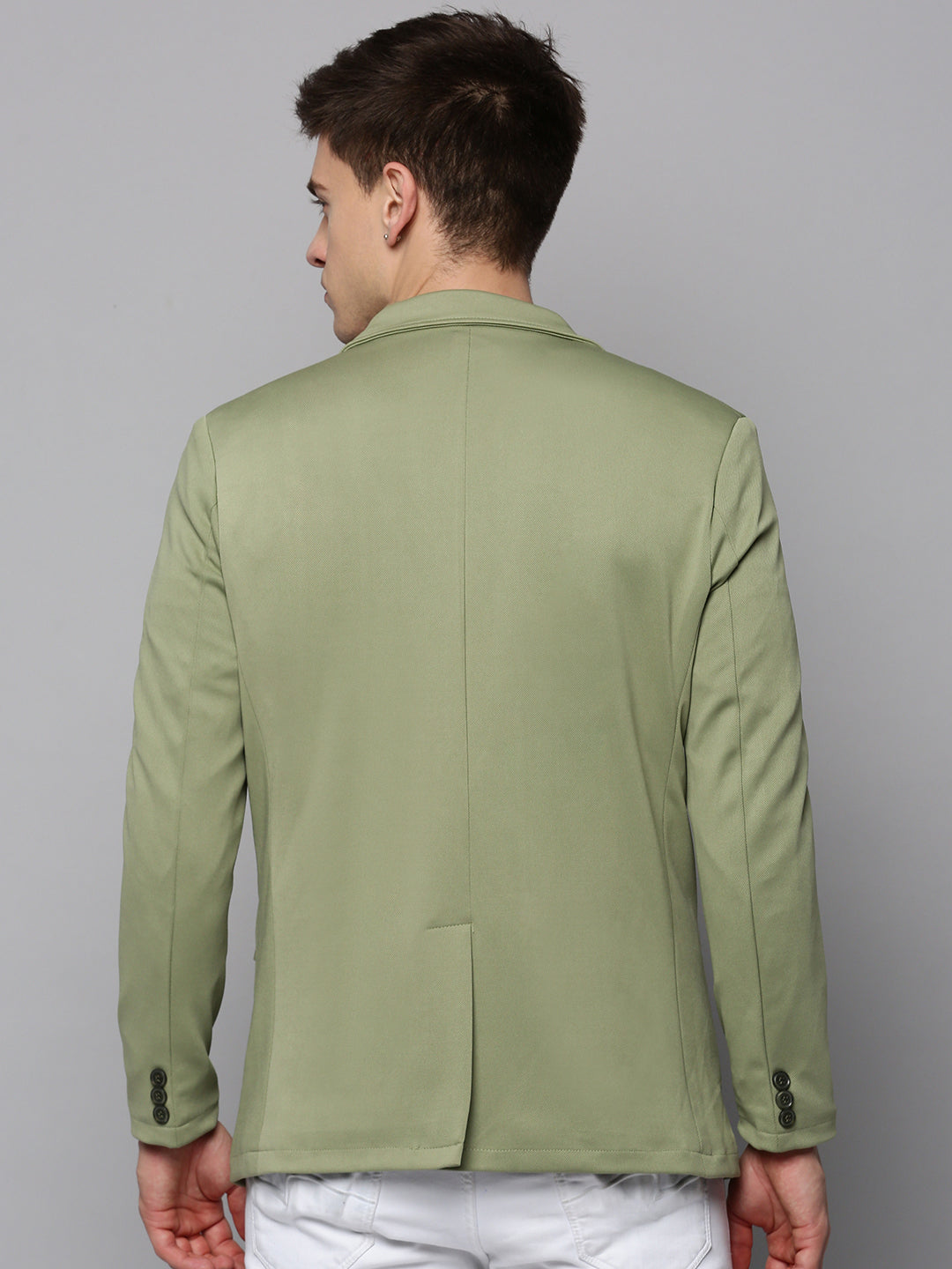 Men Green Solid Blazer