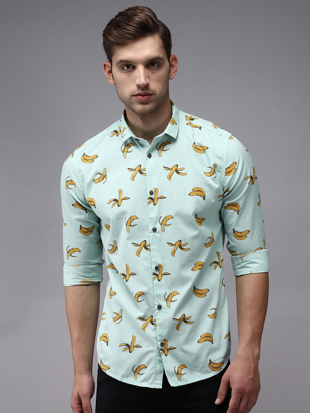 Men Green Printed Casual Shirt