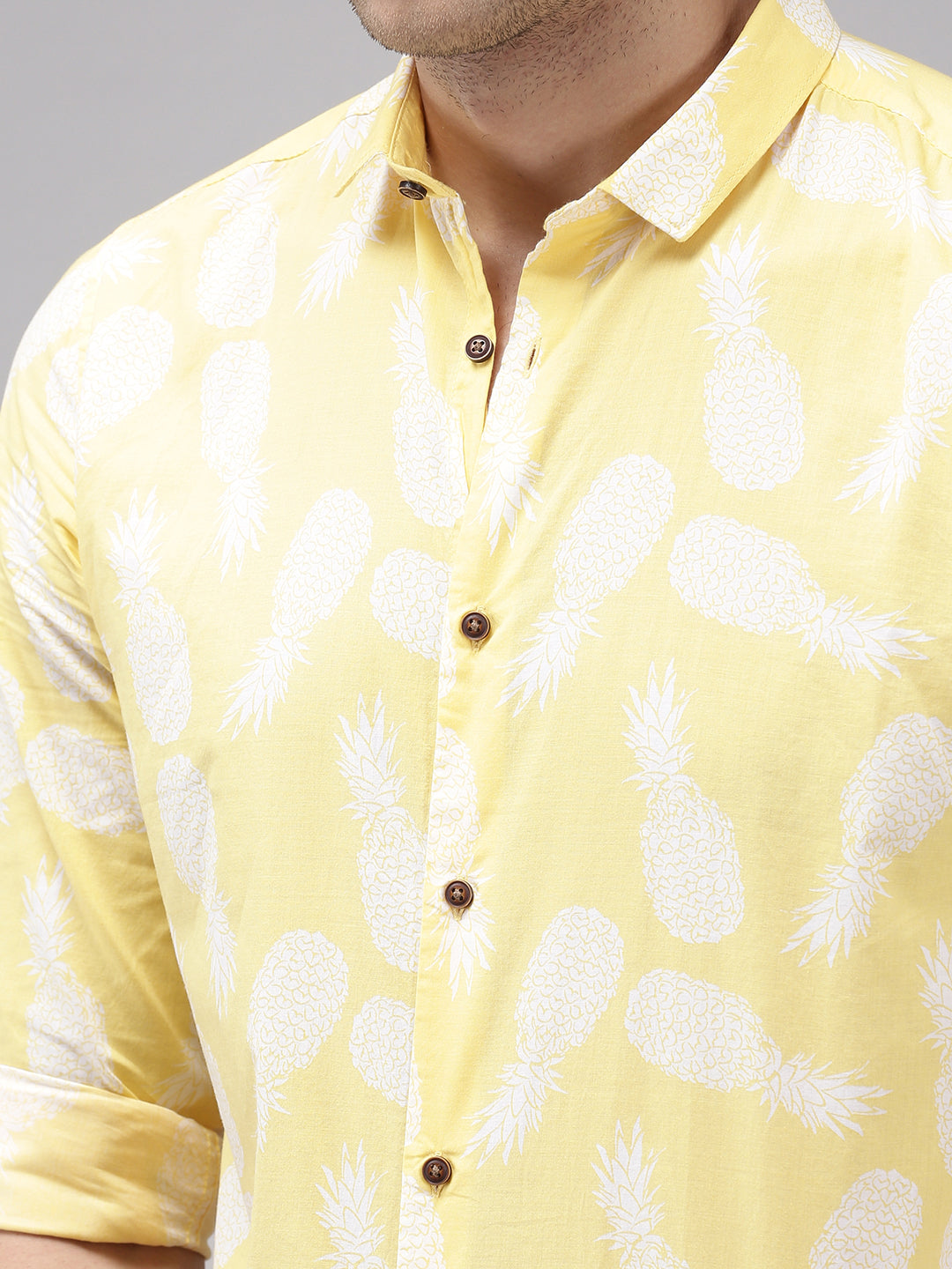Men Yellow Printed Casual Shirt