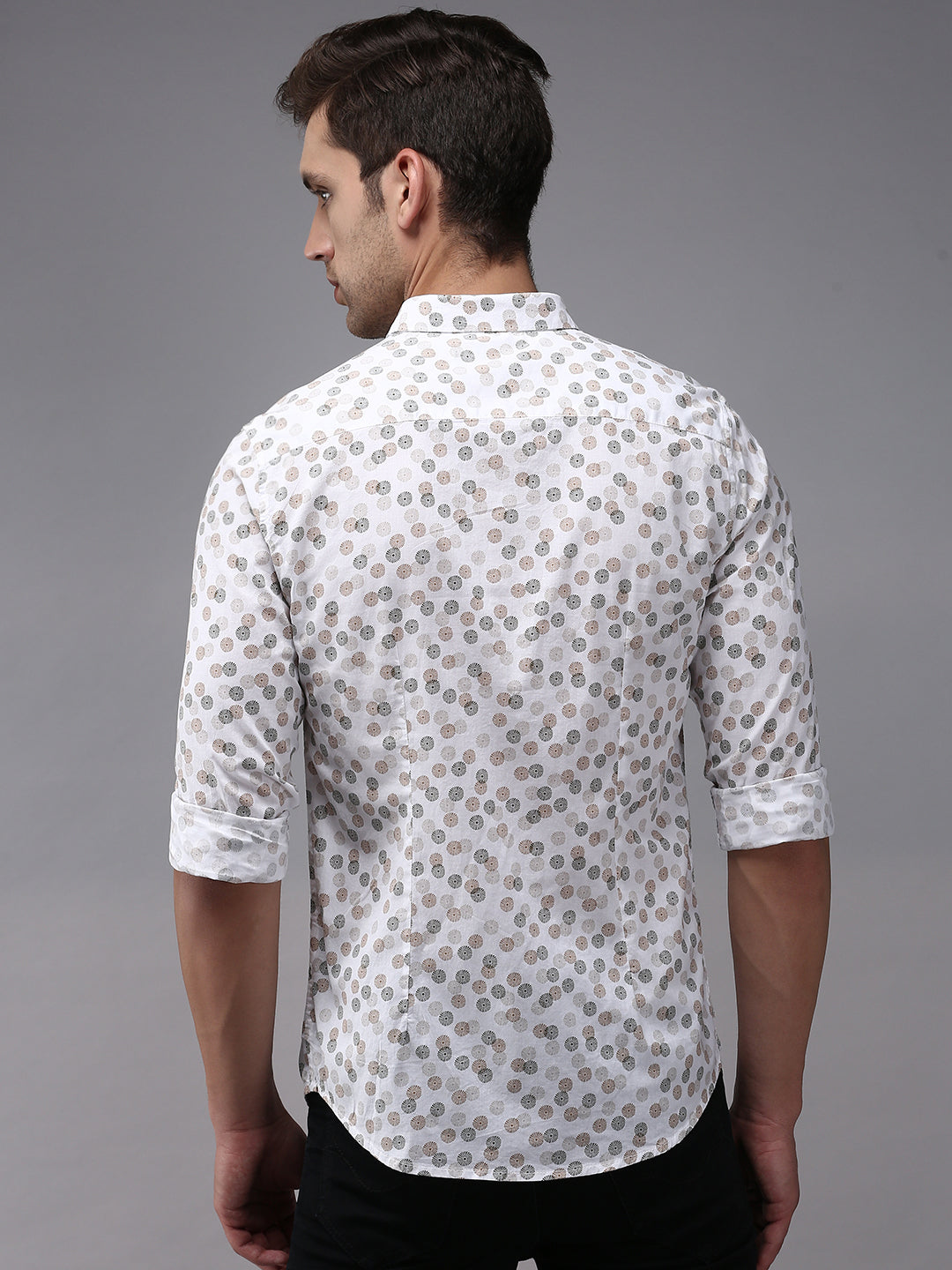 Men White Printed Casual Shirt