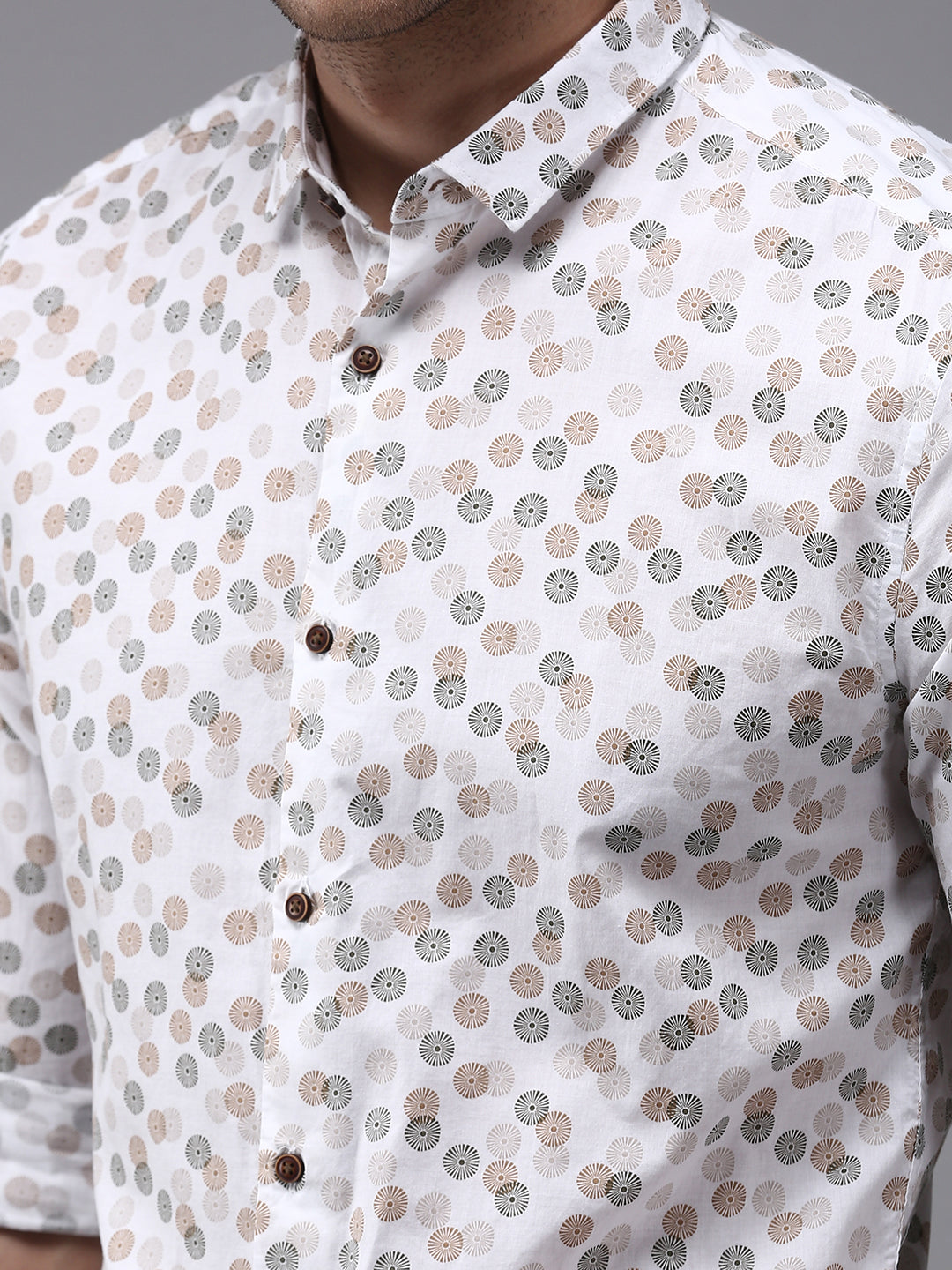 Men White Printed Casual Shirt