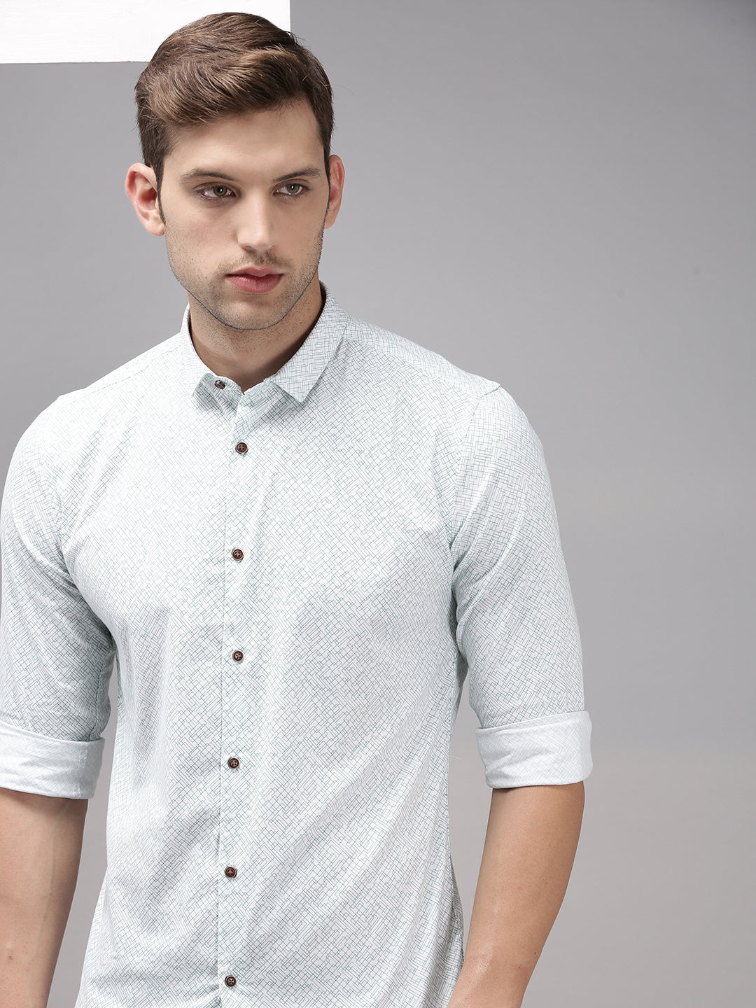 Men White Printed Casual Shirt