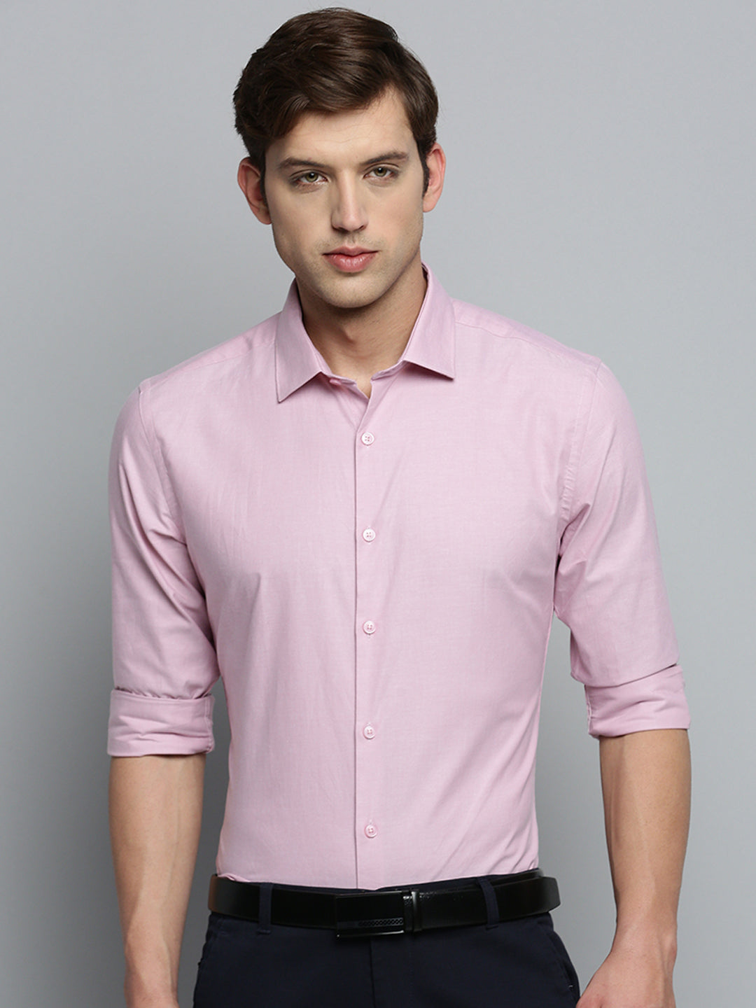 Men Pink Solid Formal Shirt
