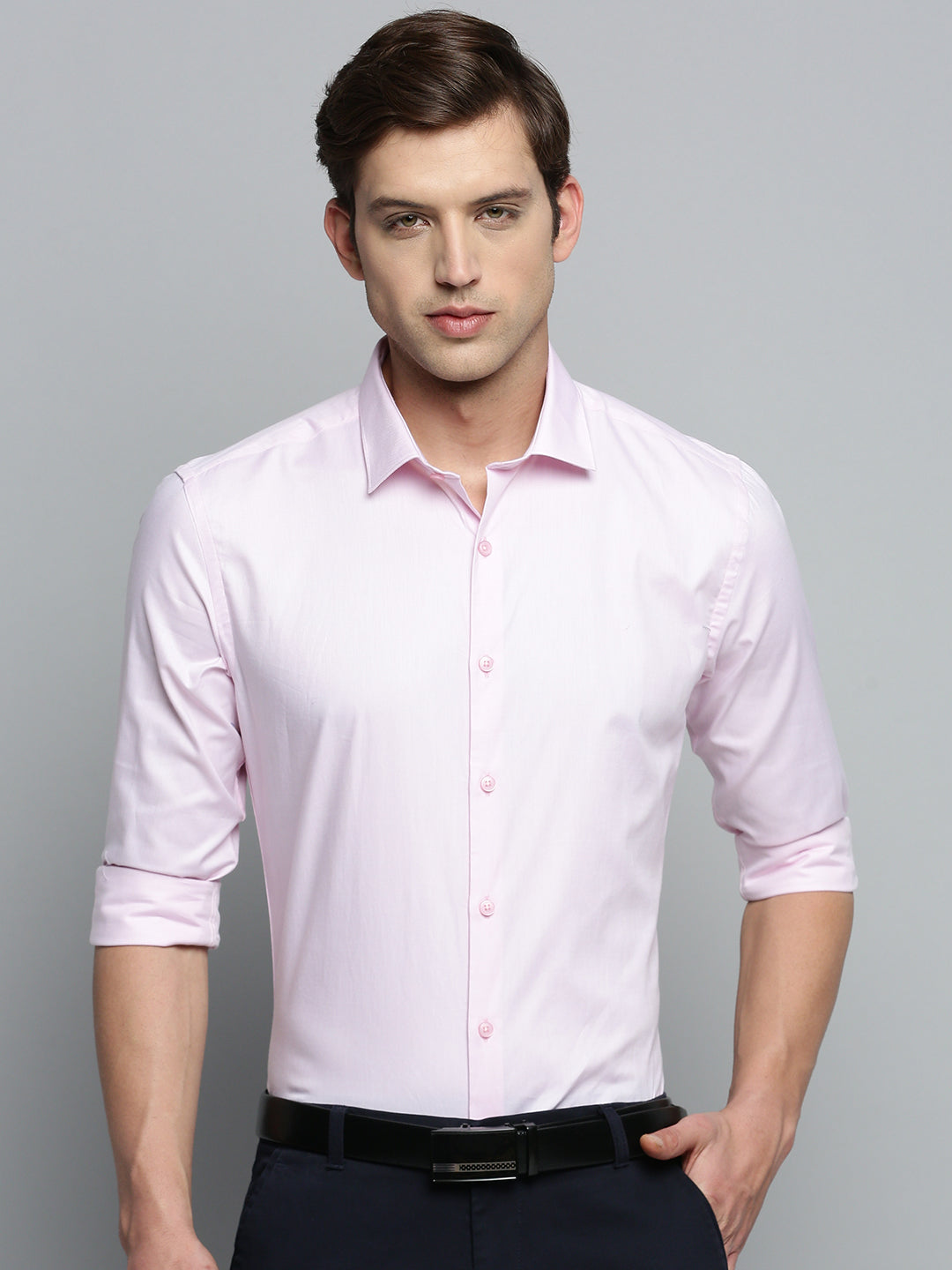 Men Pink Solid Formal Shirt