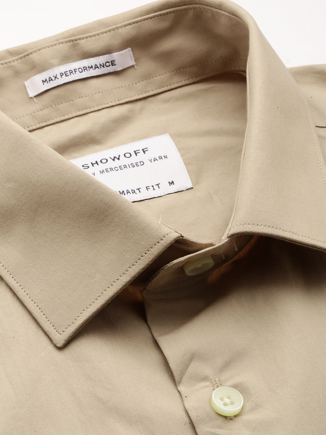 Men Khaki Solid Formal Shirt