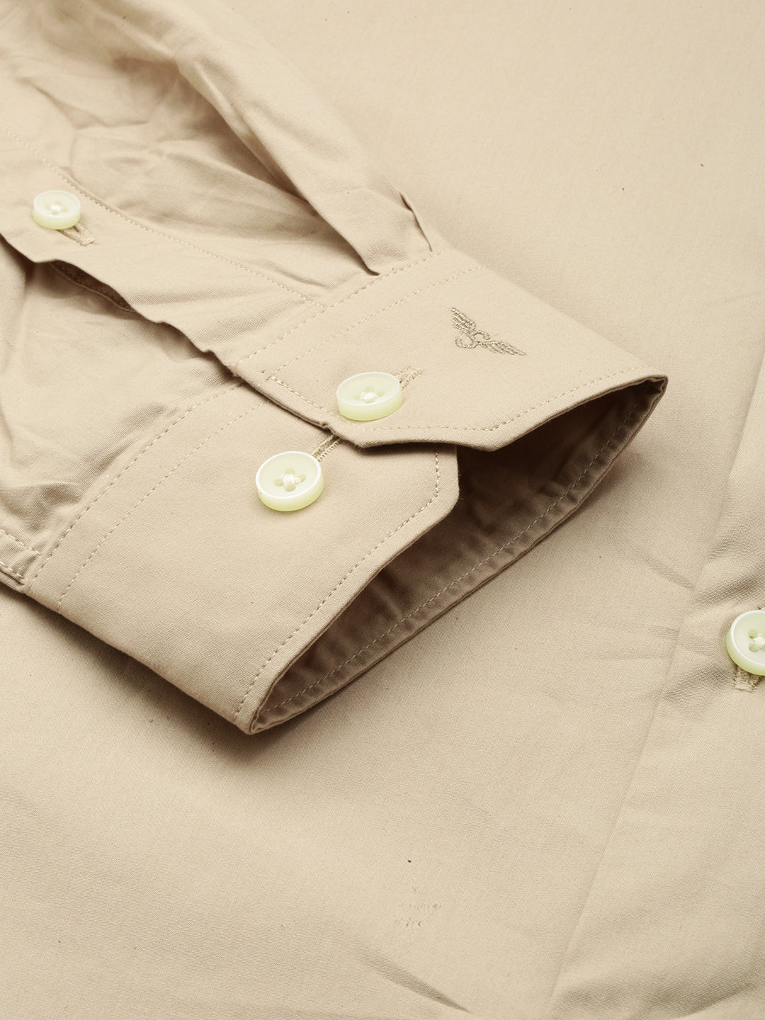 Men Khaki Solid Formal Shirt