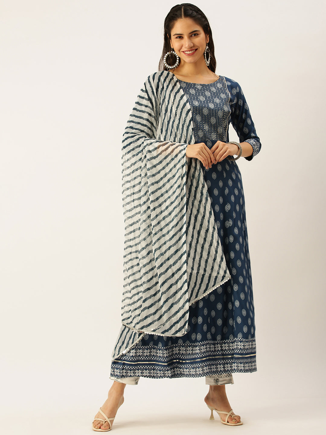 Women's Blue Printed Kurta Sets