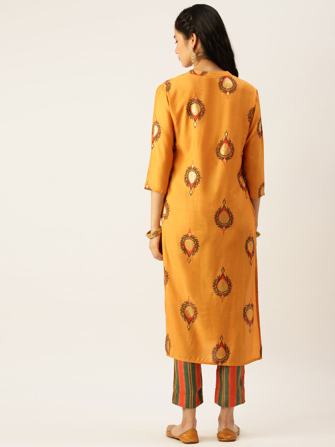 Women's Orange Printed Kurta Sets
