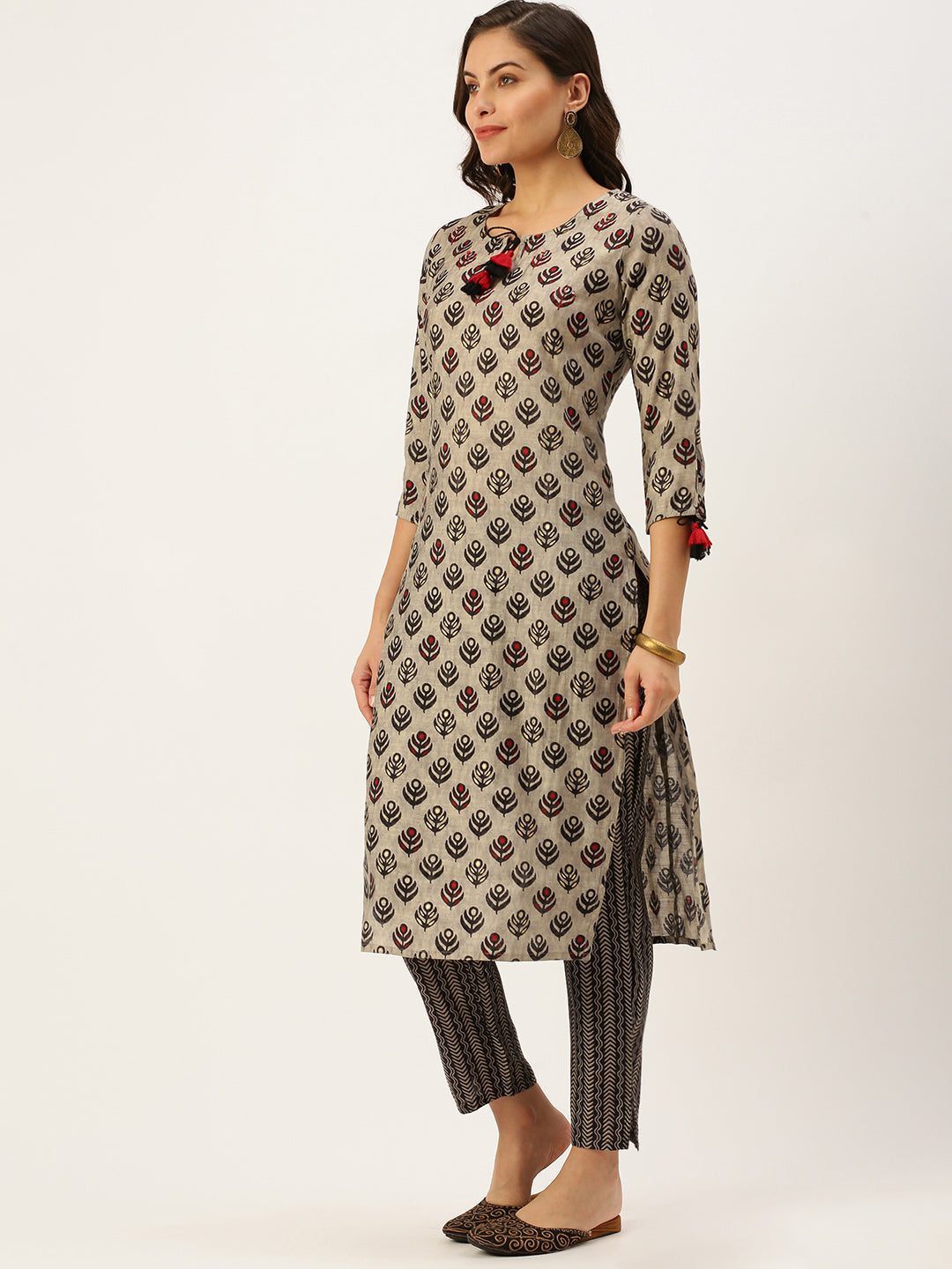 Women's Grey Printed Kurta Sets