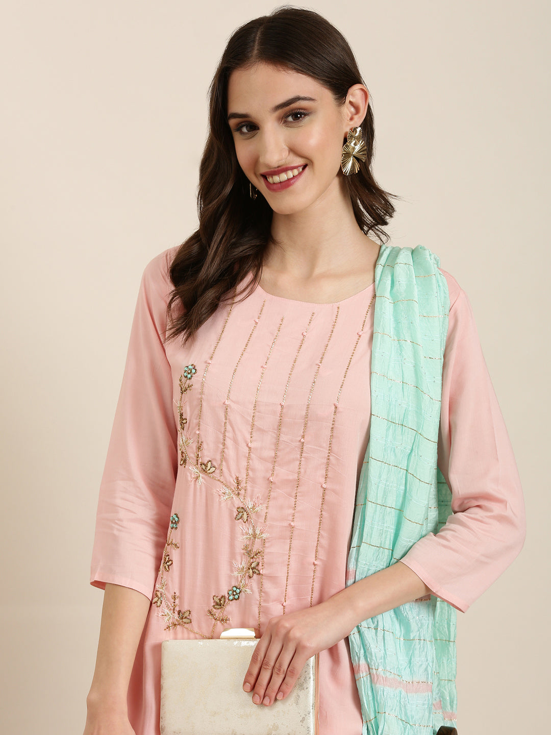 Women Pink Solid Kurta Set