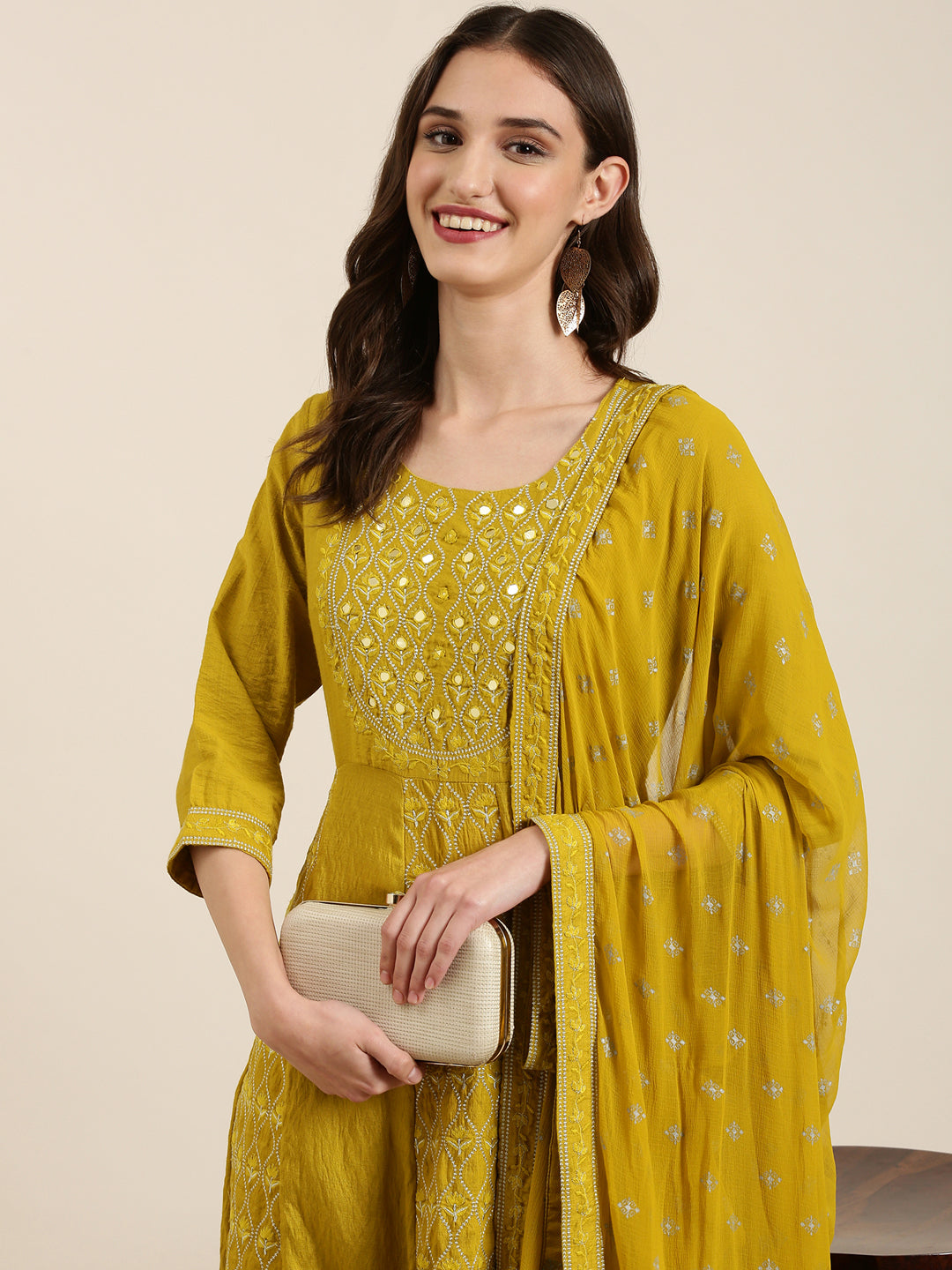 Women Lime Green Floral Kurta Set