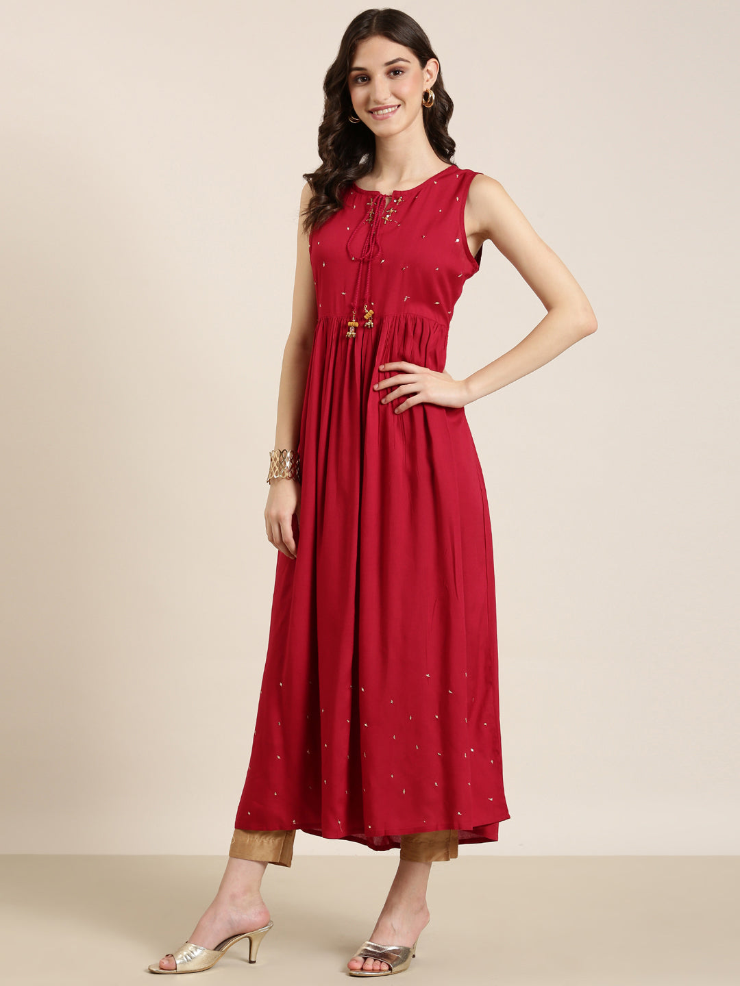 Women Fuchsia Floral Anarkali Kurta