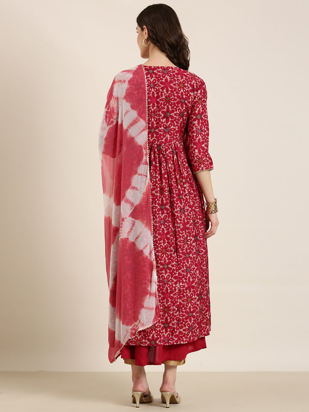 Women Fuchsia Floral Anarkali Kurta