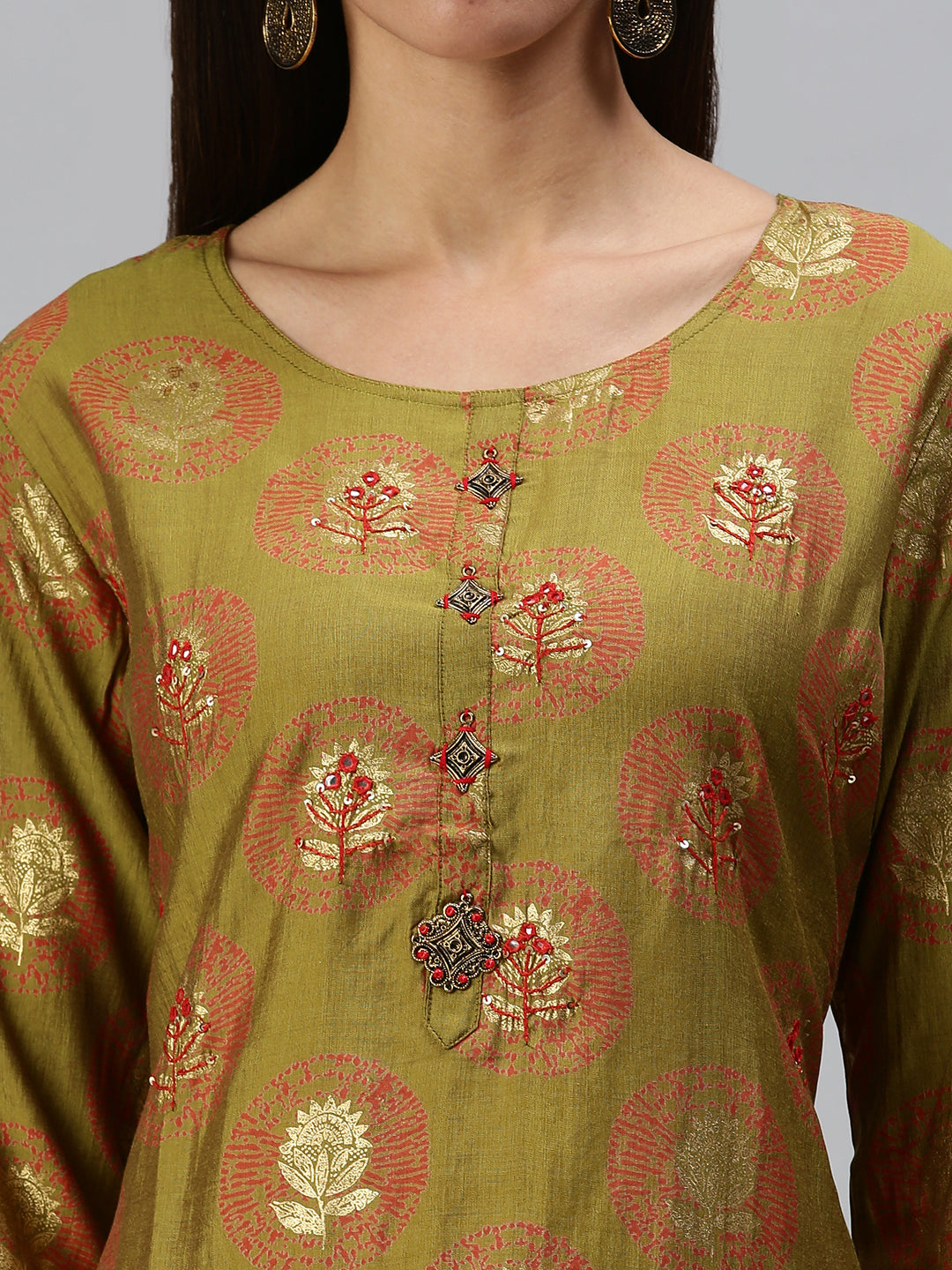 Women's Green Printed Kurta Sets