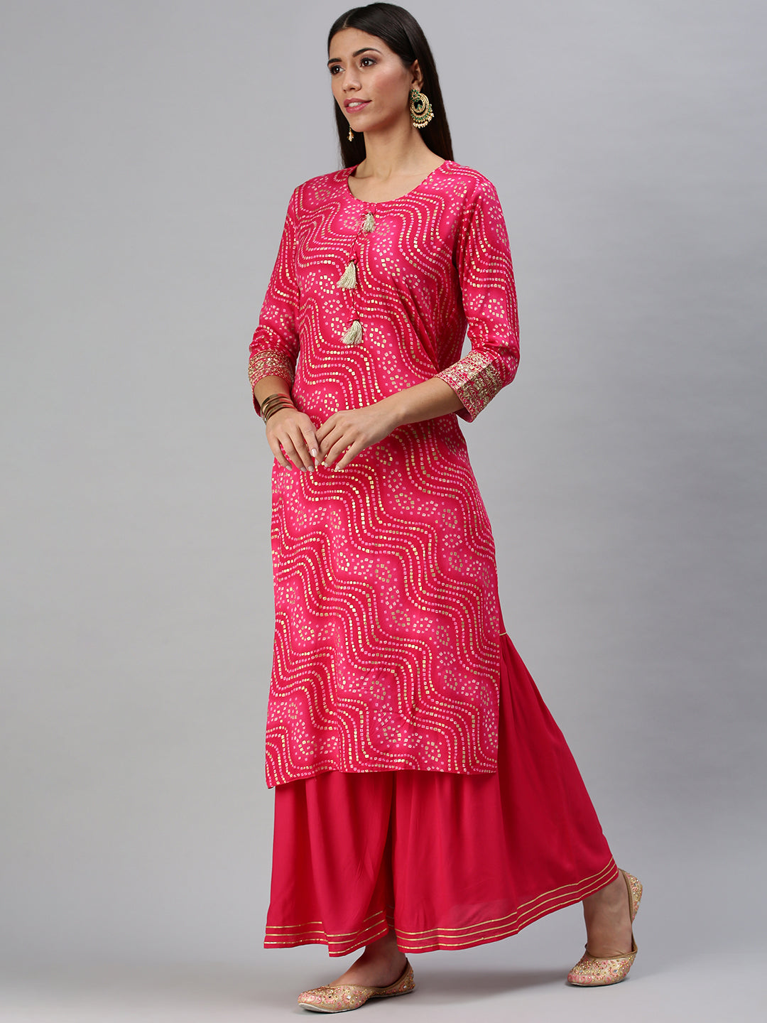 Women's Magenta Printed Kurta Sets