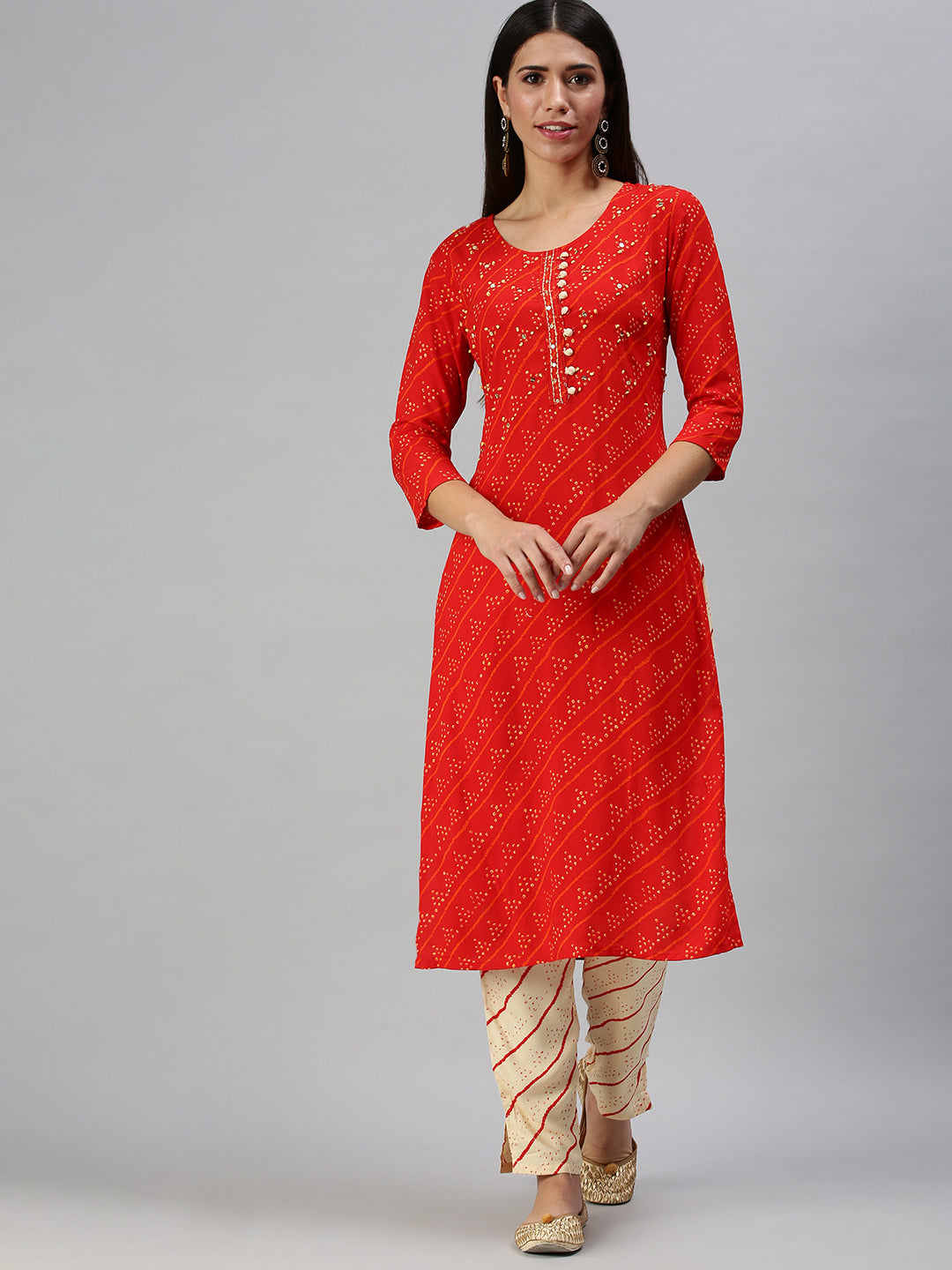 Women's Red Printed Kurta Sets
