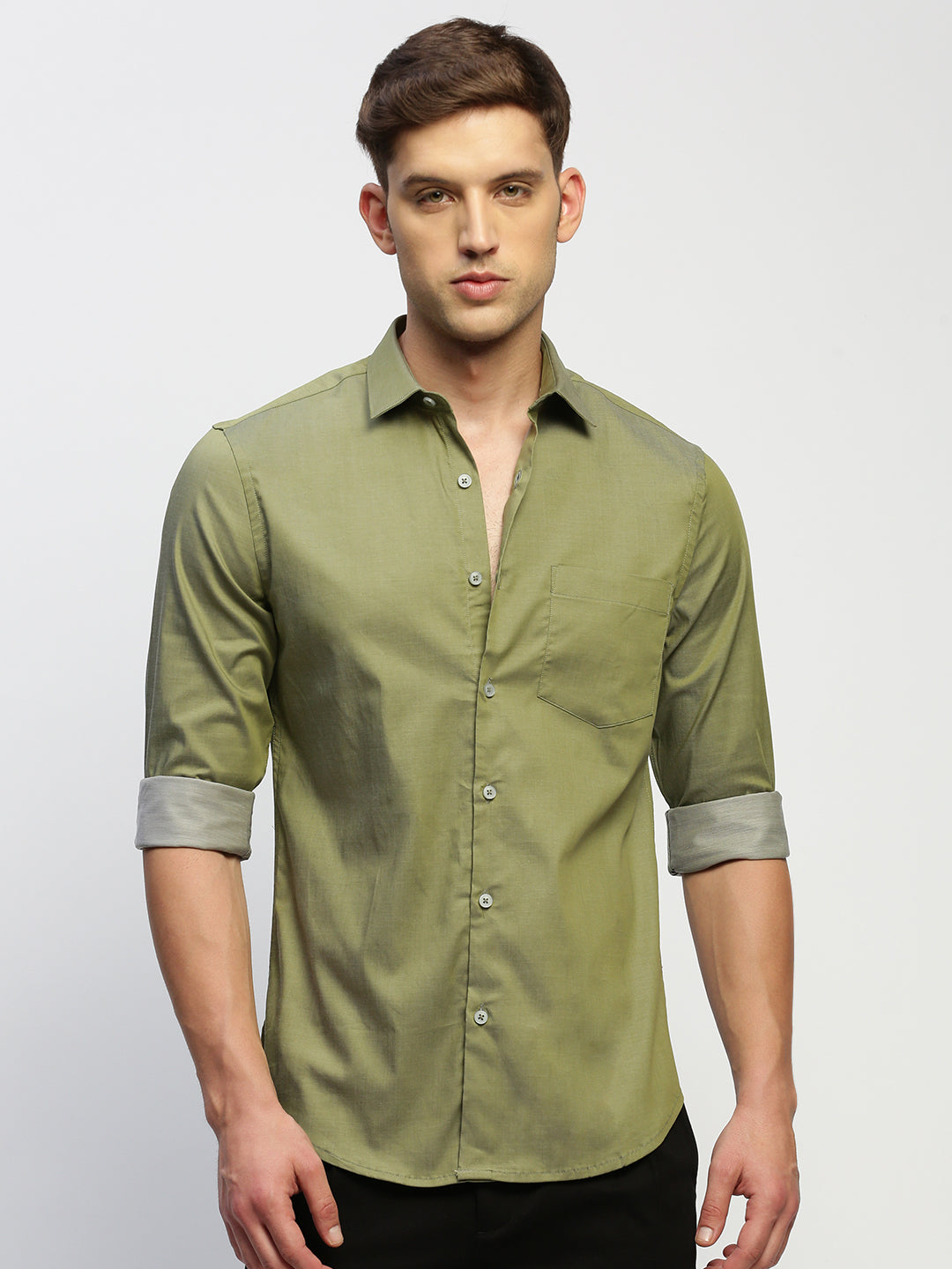 Men Green Solid Shirt