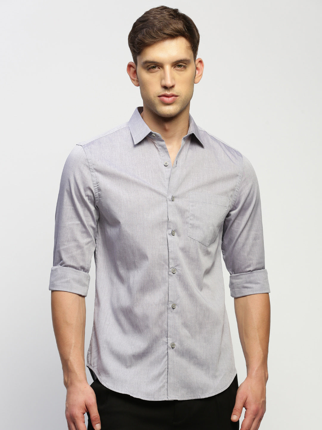 Men Grey Solid Shirt