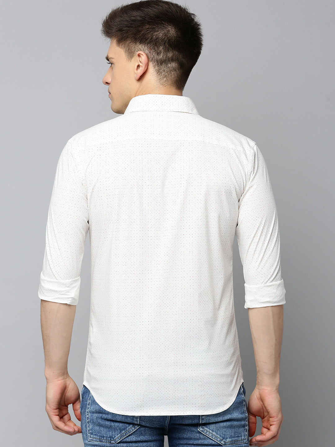 Men White Printed Casual Shirt