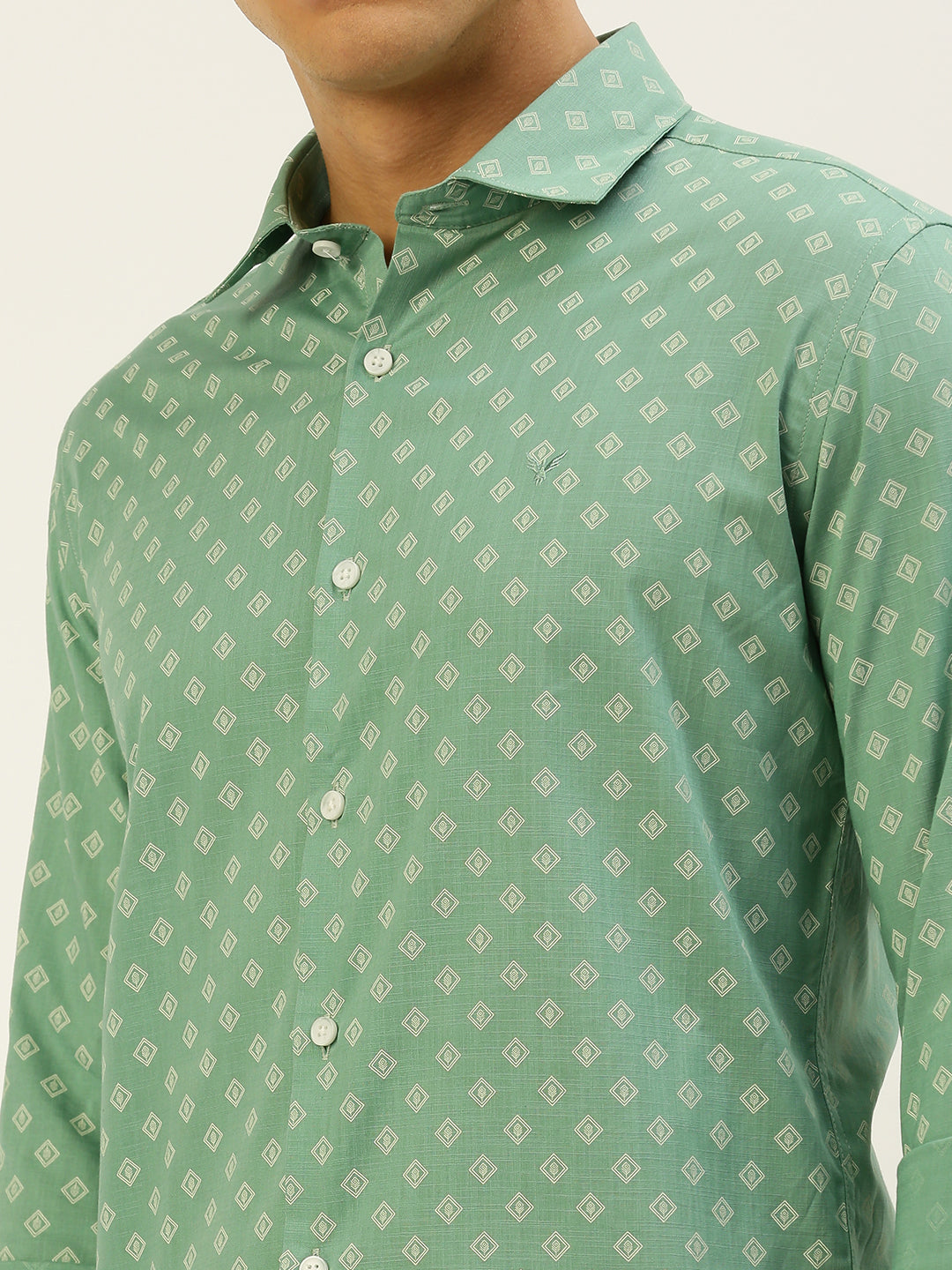 Men Green Printed Casual Shirt