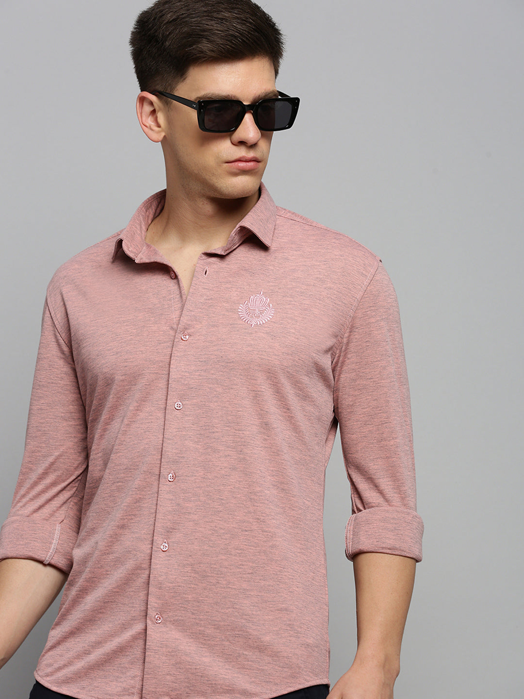 Men Pink Solid Casual Shirt