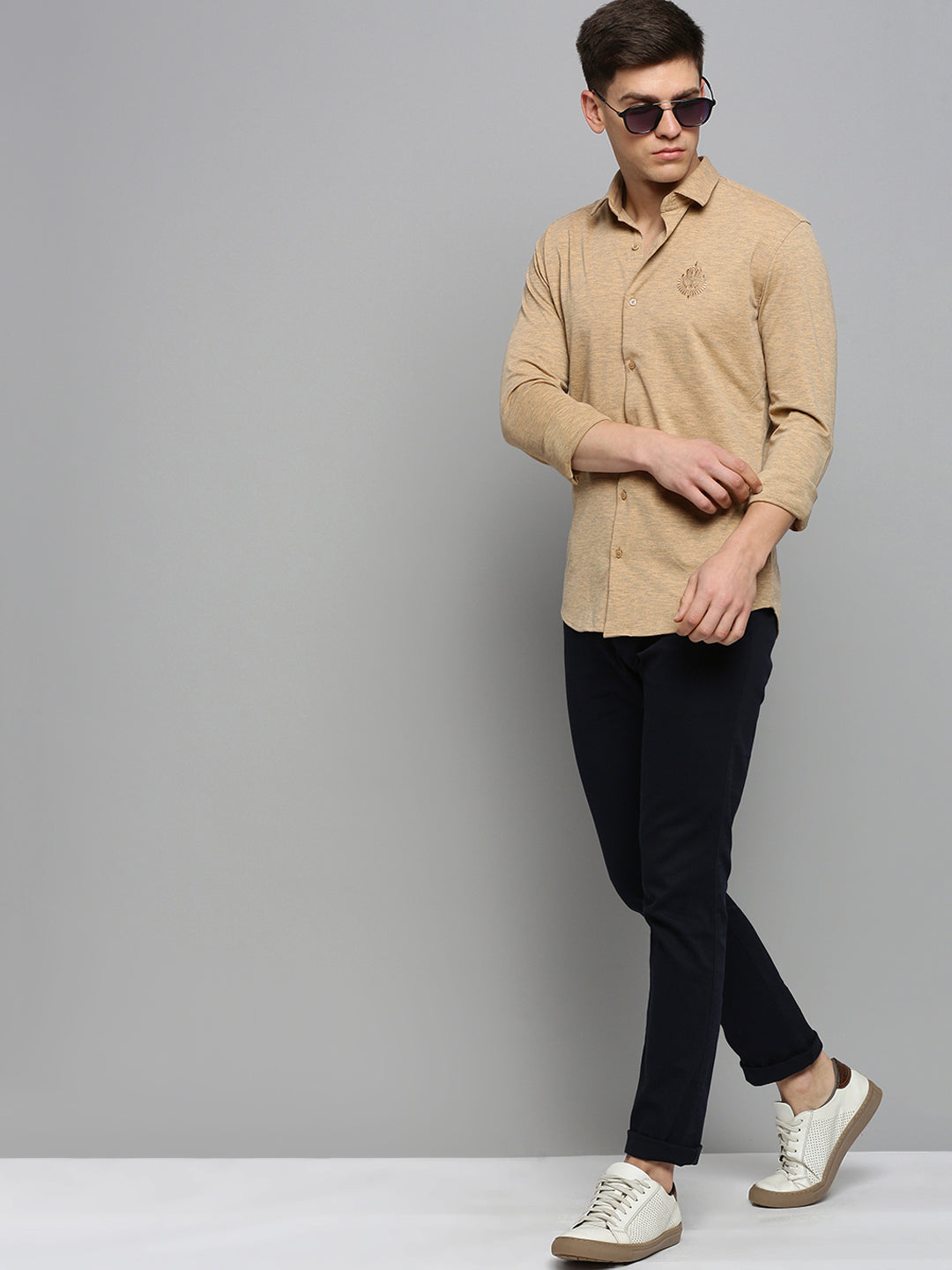 Men Copper Solid Casual Shirt