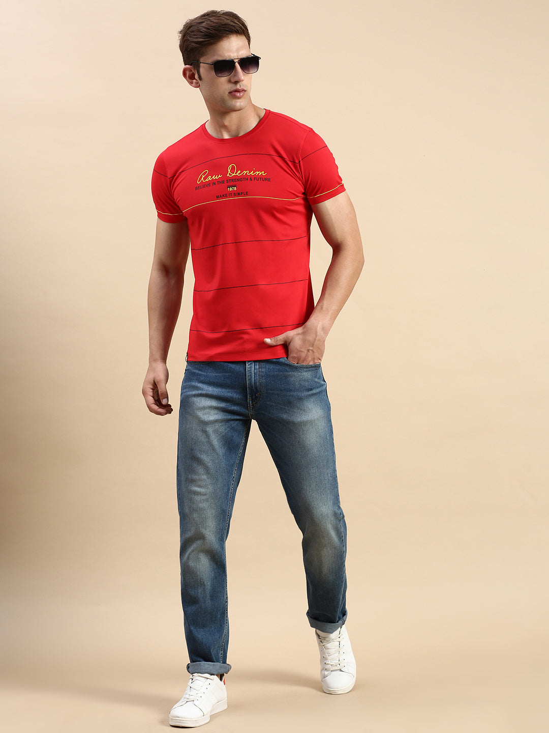 Men Red Printed T Shirt