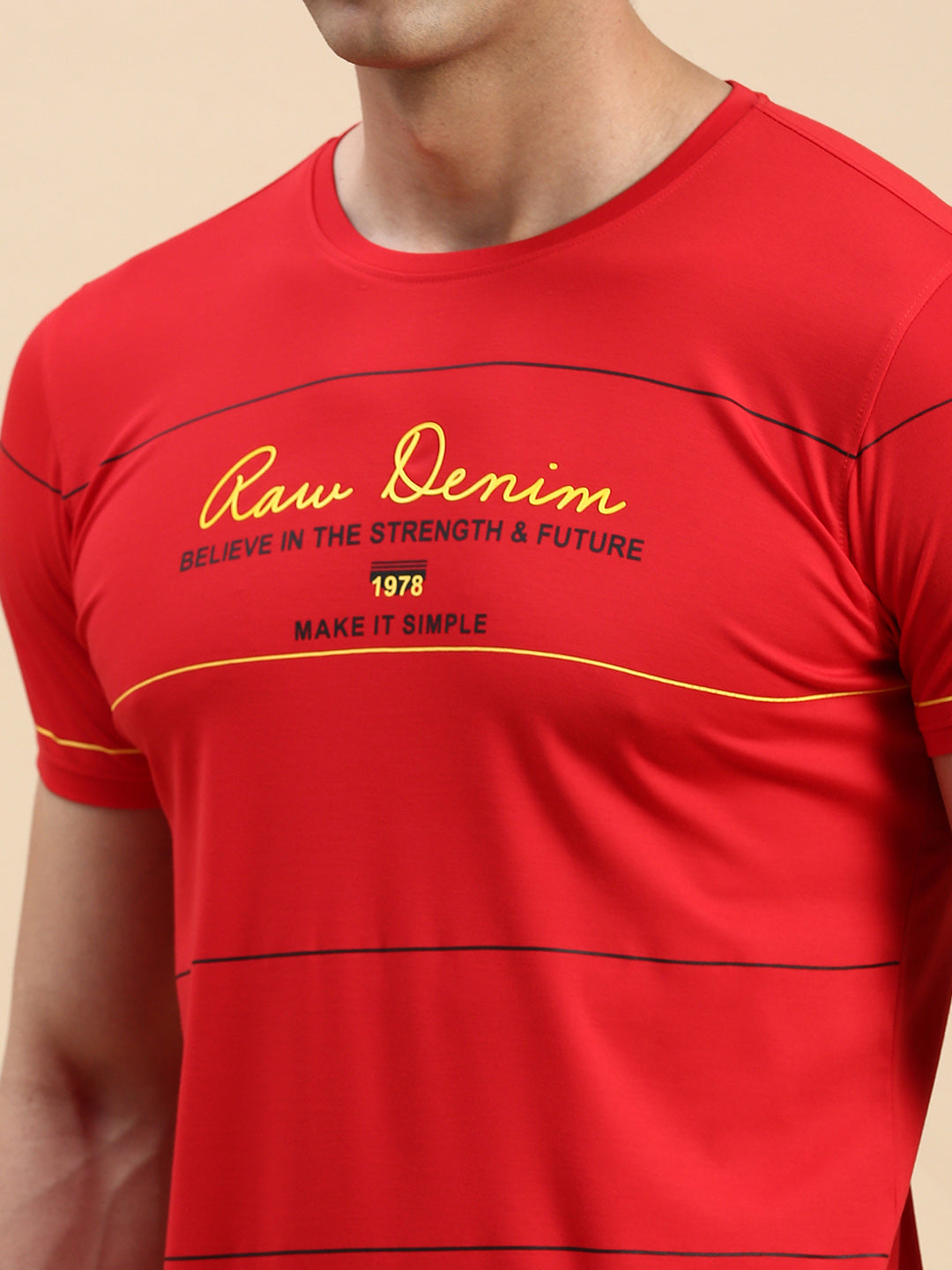 Men Red Printed T Shirt