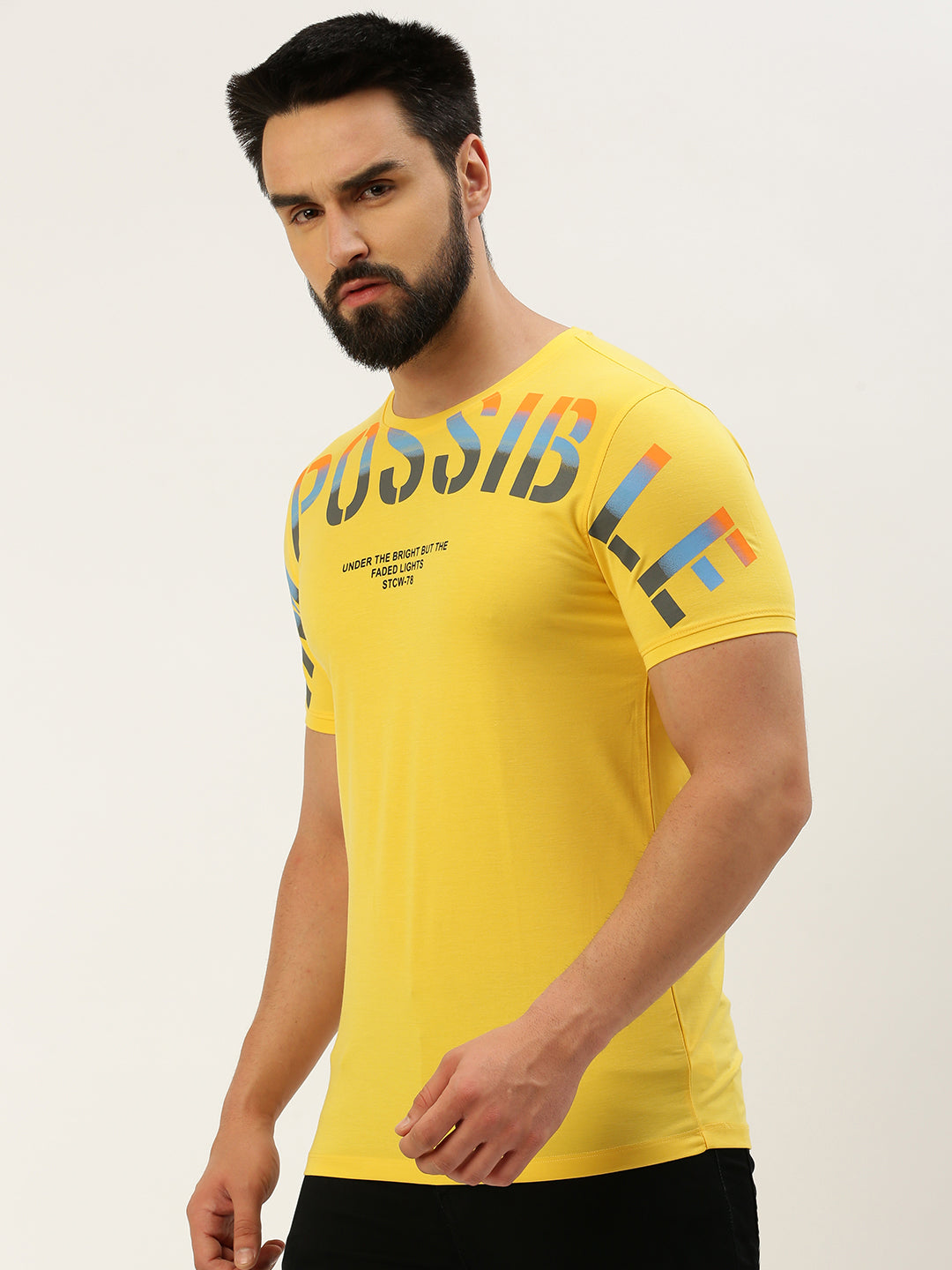 Men Yellow Printed T Shirt