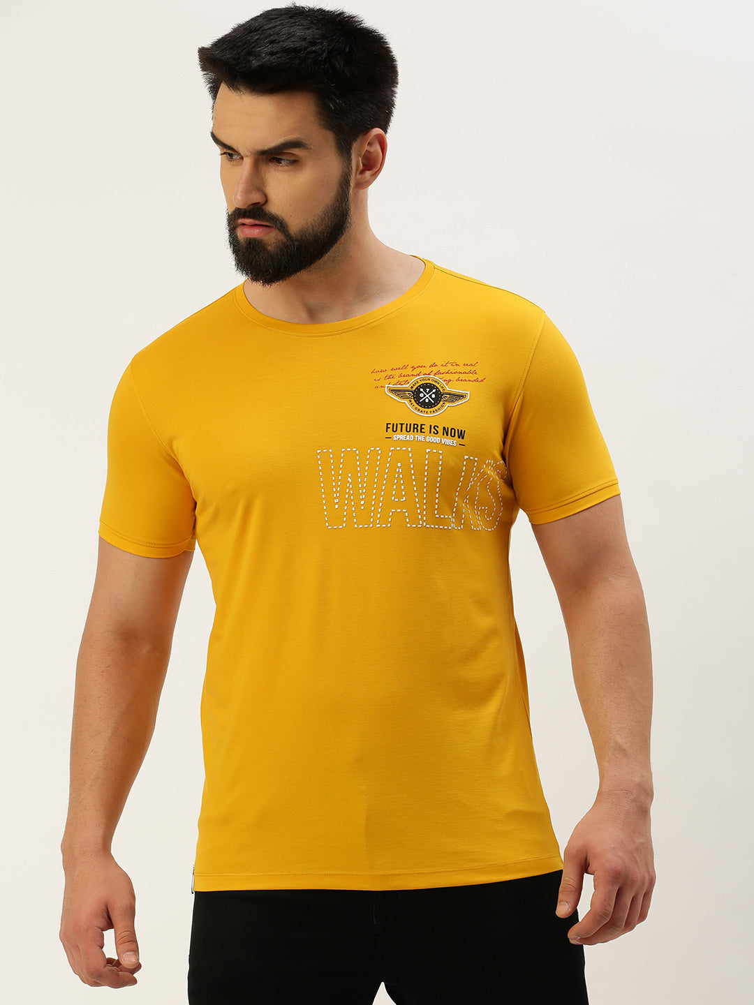 Men Yellow Printed T Shirt