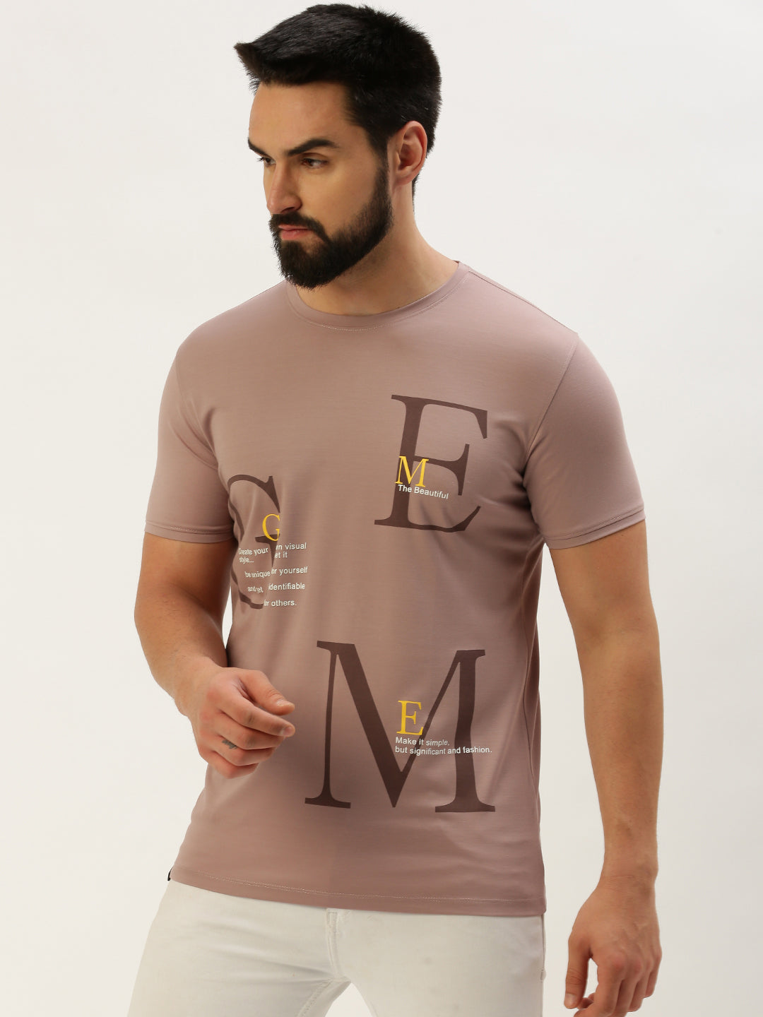 Men Mauve Printed T Shirt