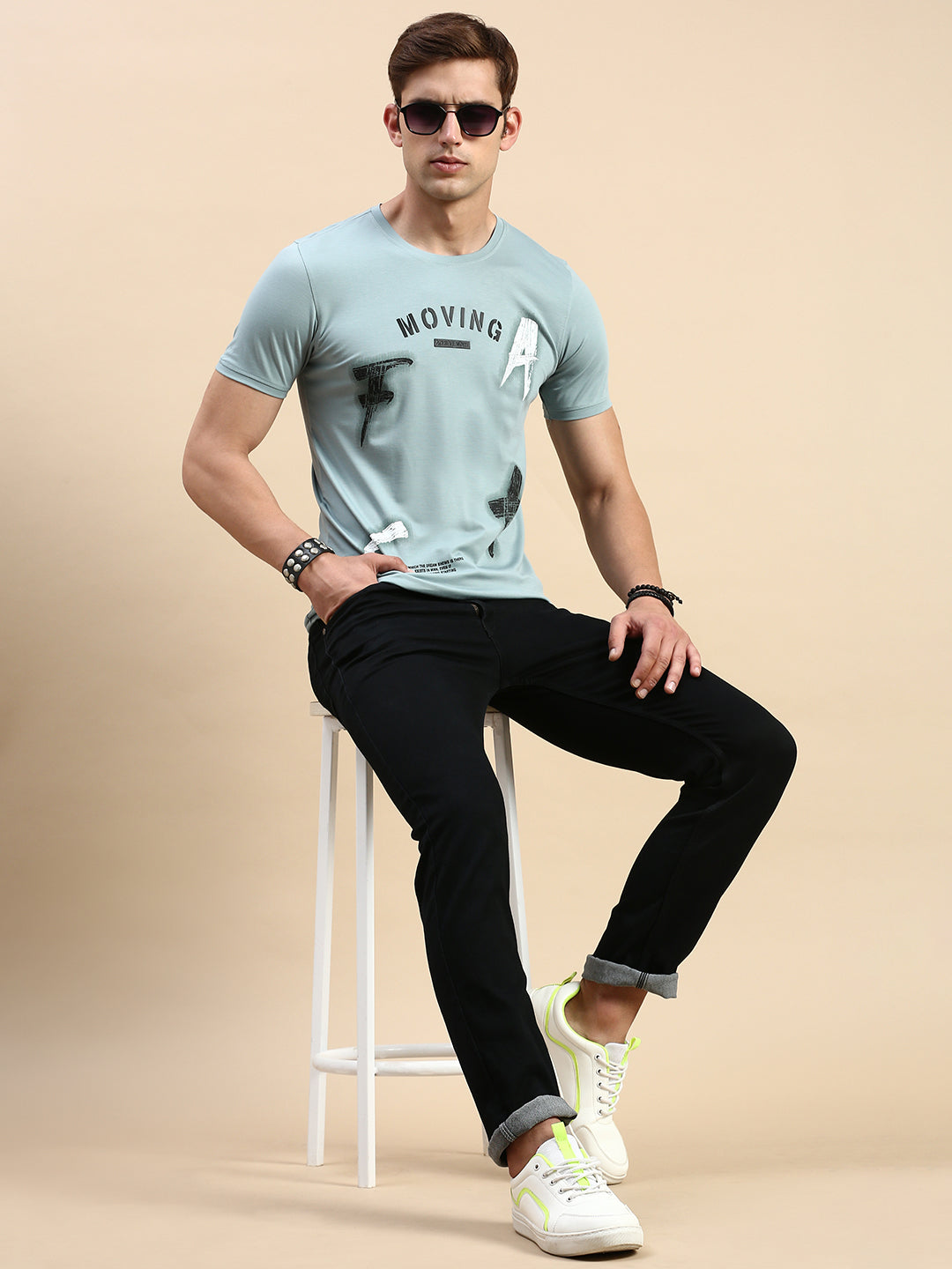 Men Green Printed T Shirt