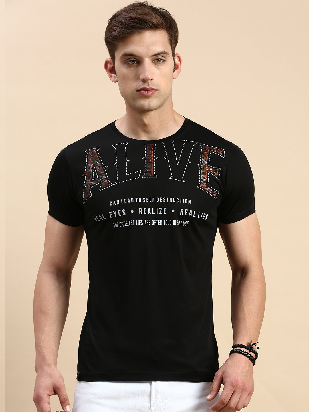 Men Black Printed T Shirt