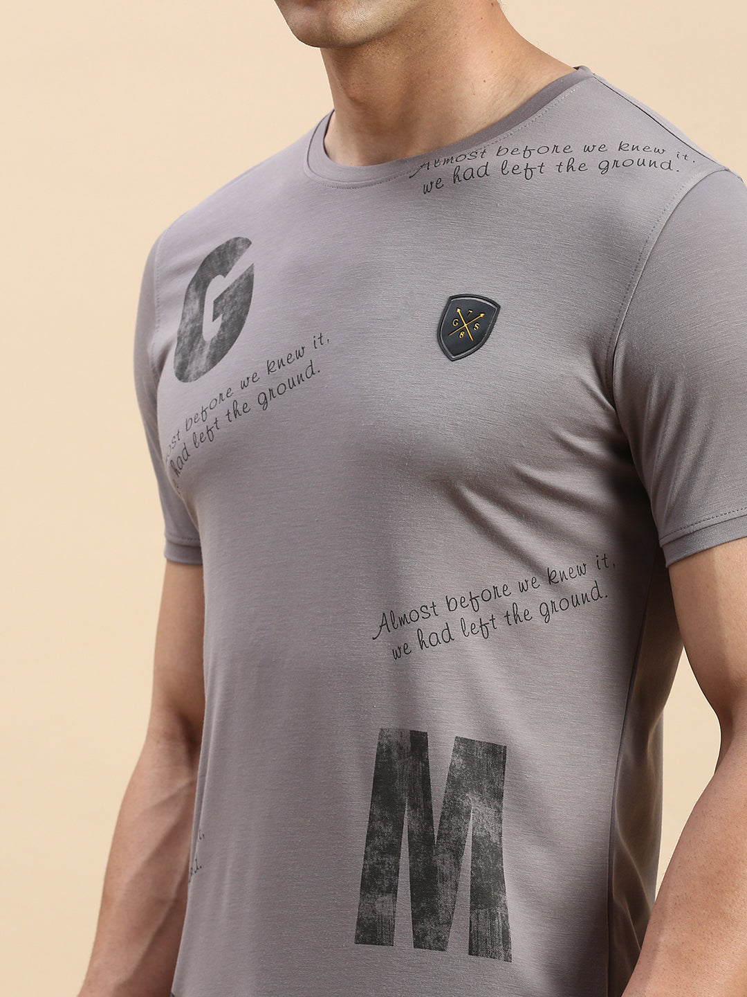 Men Grey Printed T Shirt