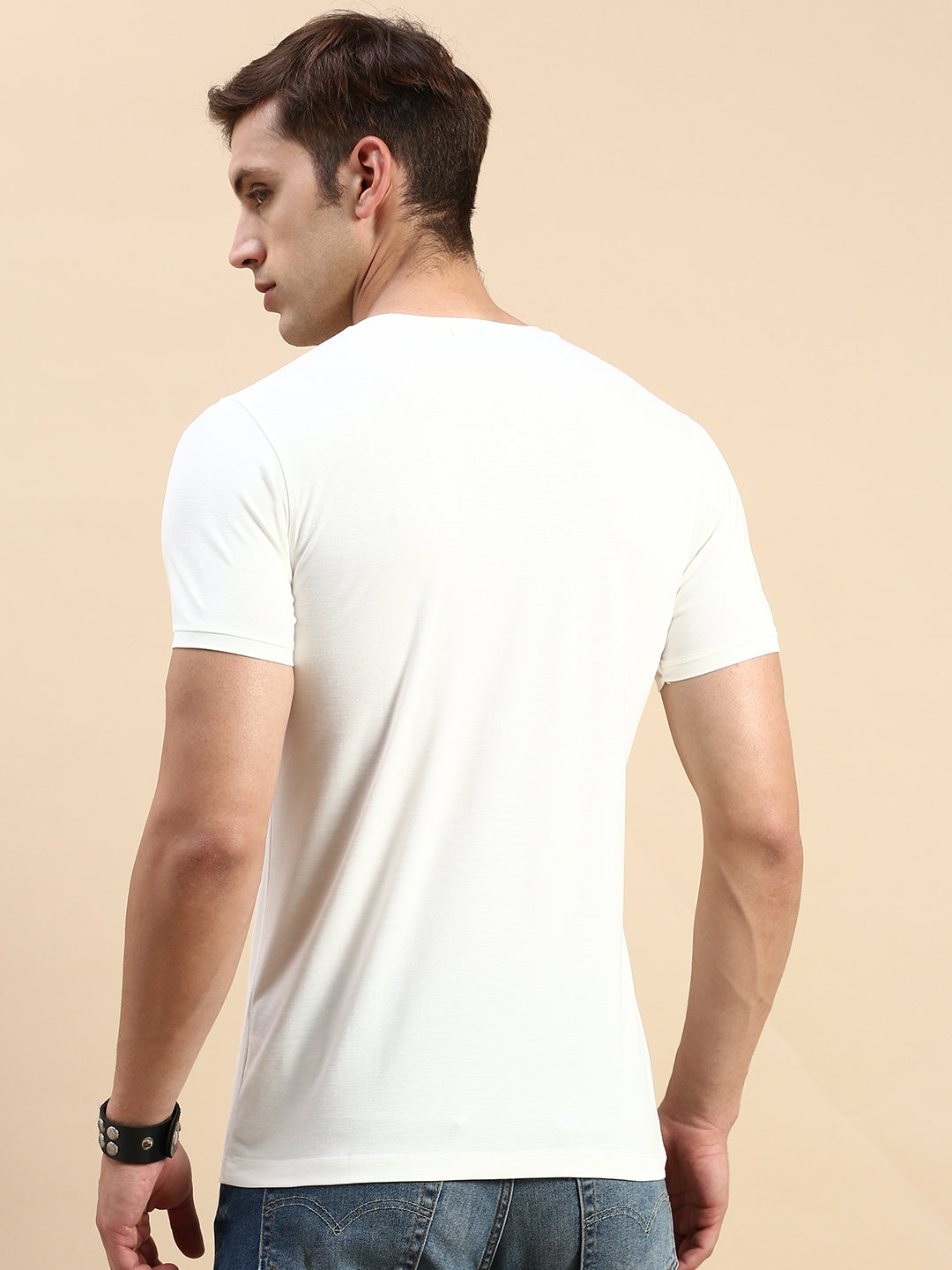 Men White Printed T Shirt