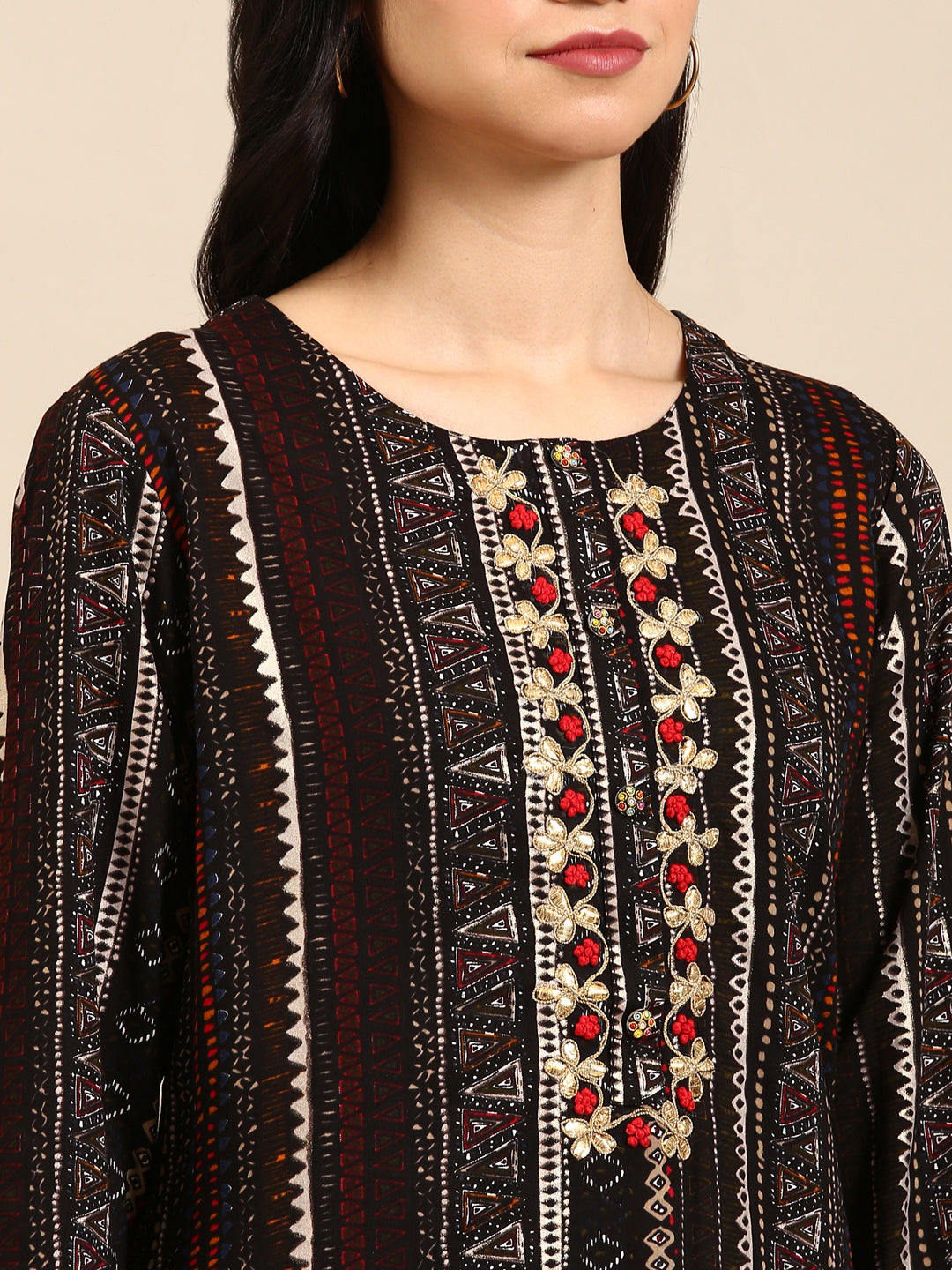 Women's Black Printed Kurta Set