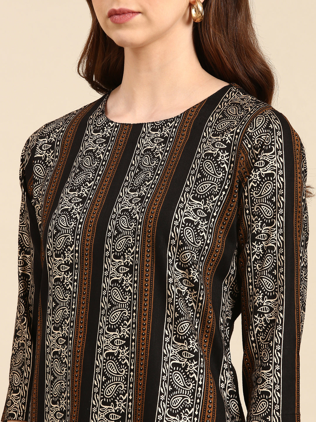 Women's Black Printed Straight Kurta