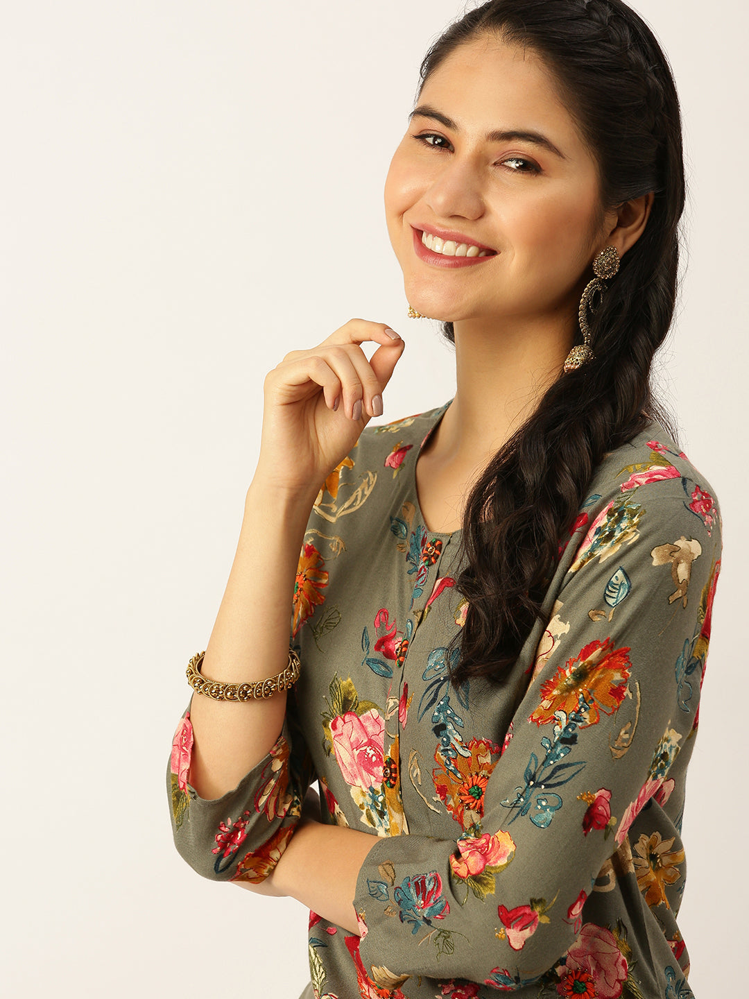 Women's Olive Printed Kurta Sets