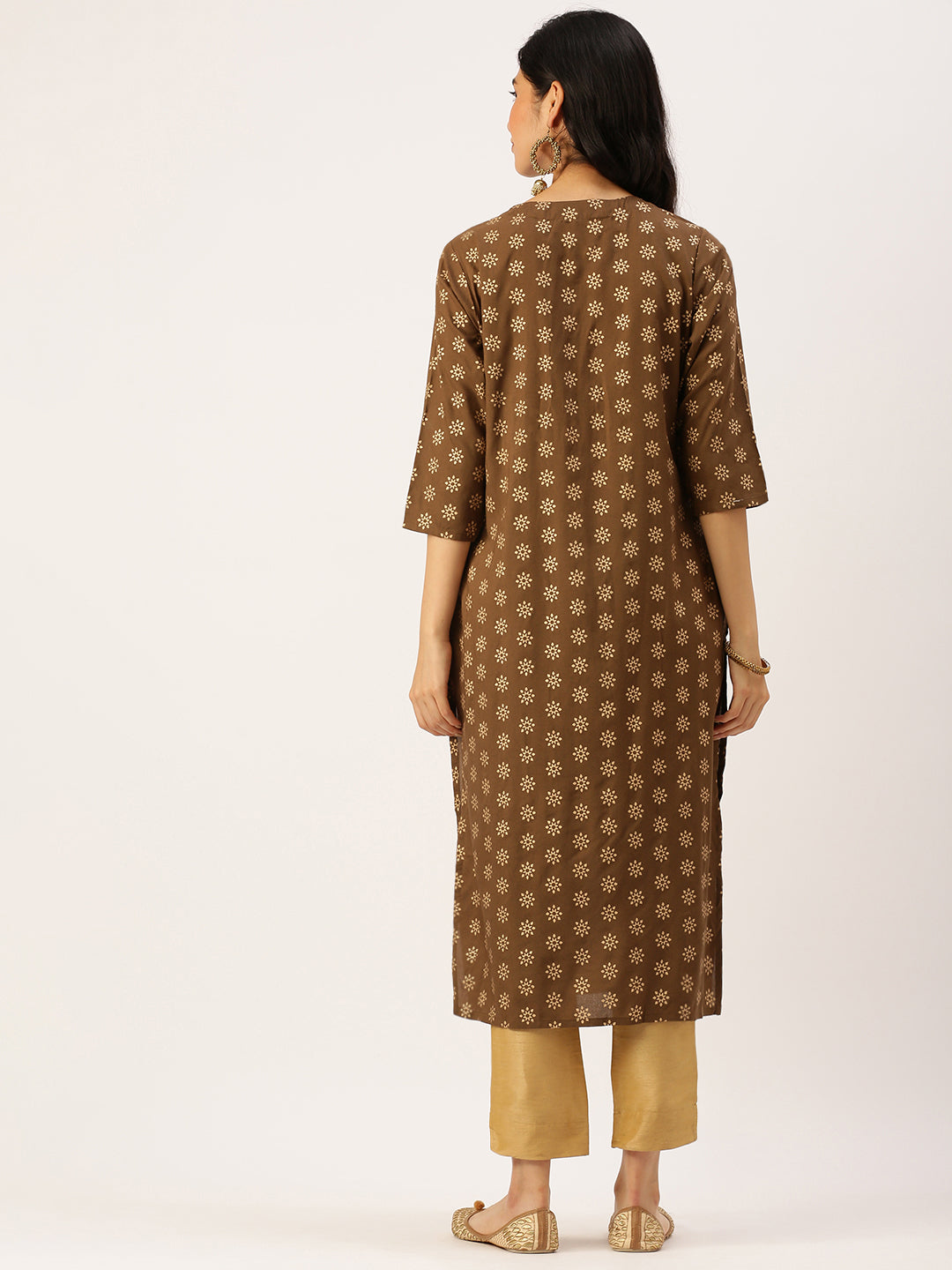 Women's Brown Printed Straight Kurtas