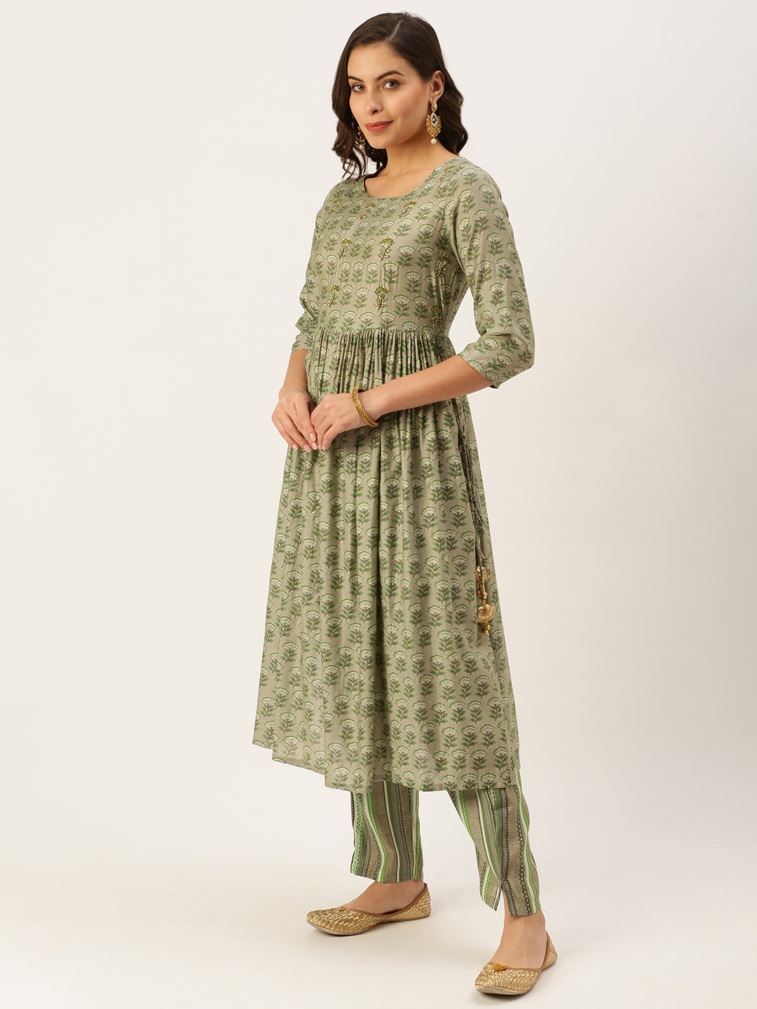 Women's Grey Printed Kurta Sets