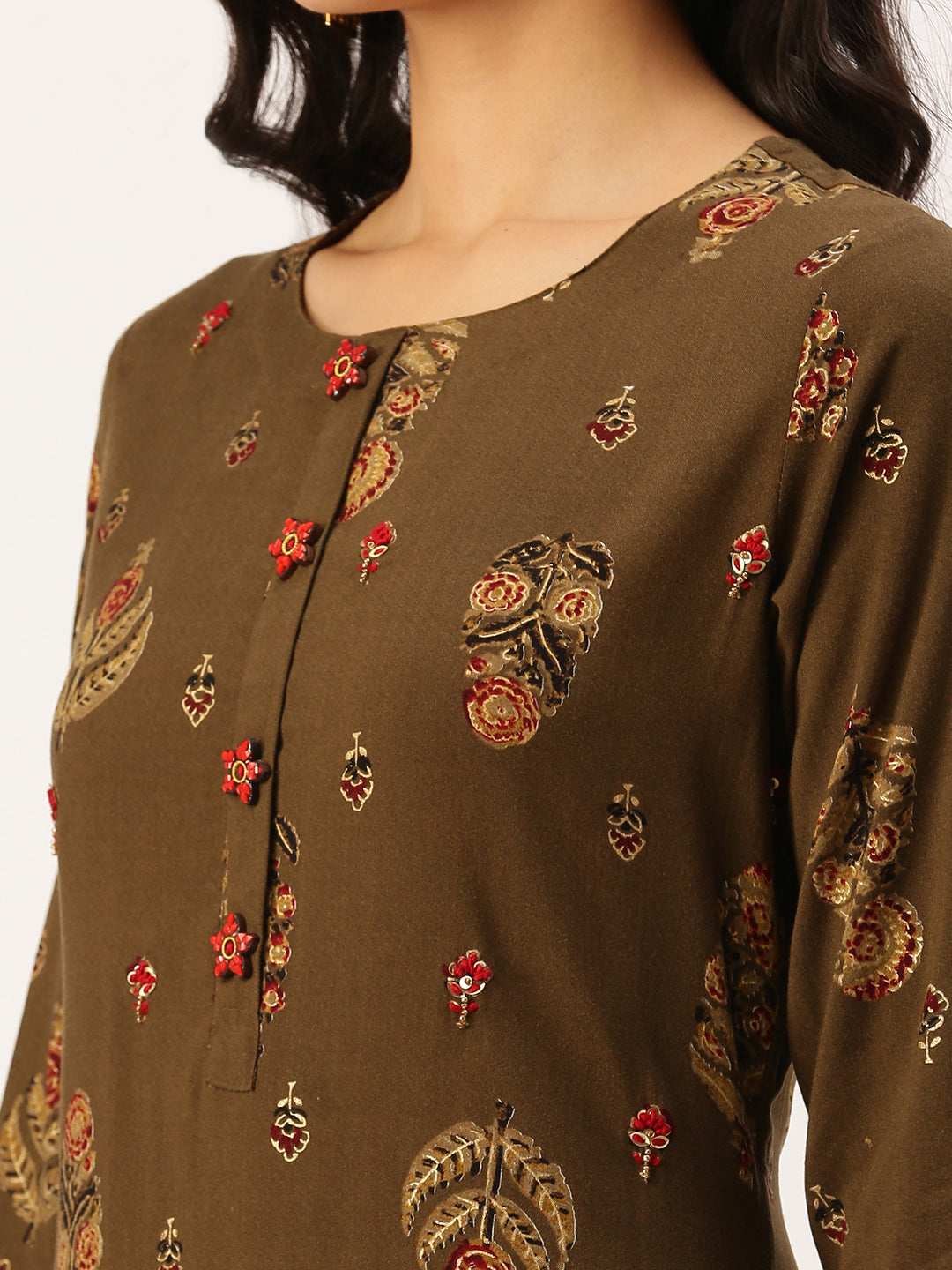 Women's Green Printed Straight Kurtas