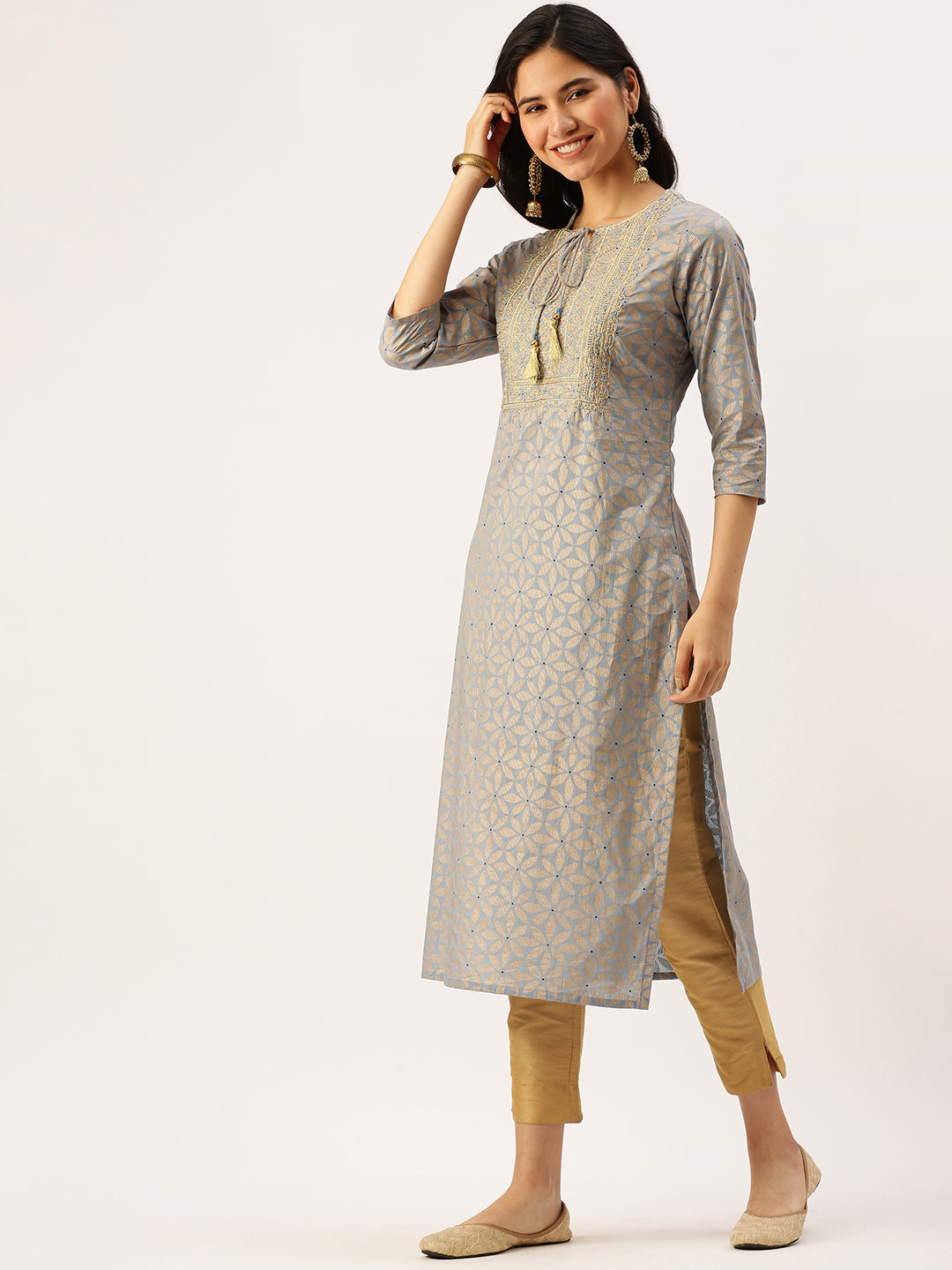 Women's Blue Printed Straight Kurtas