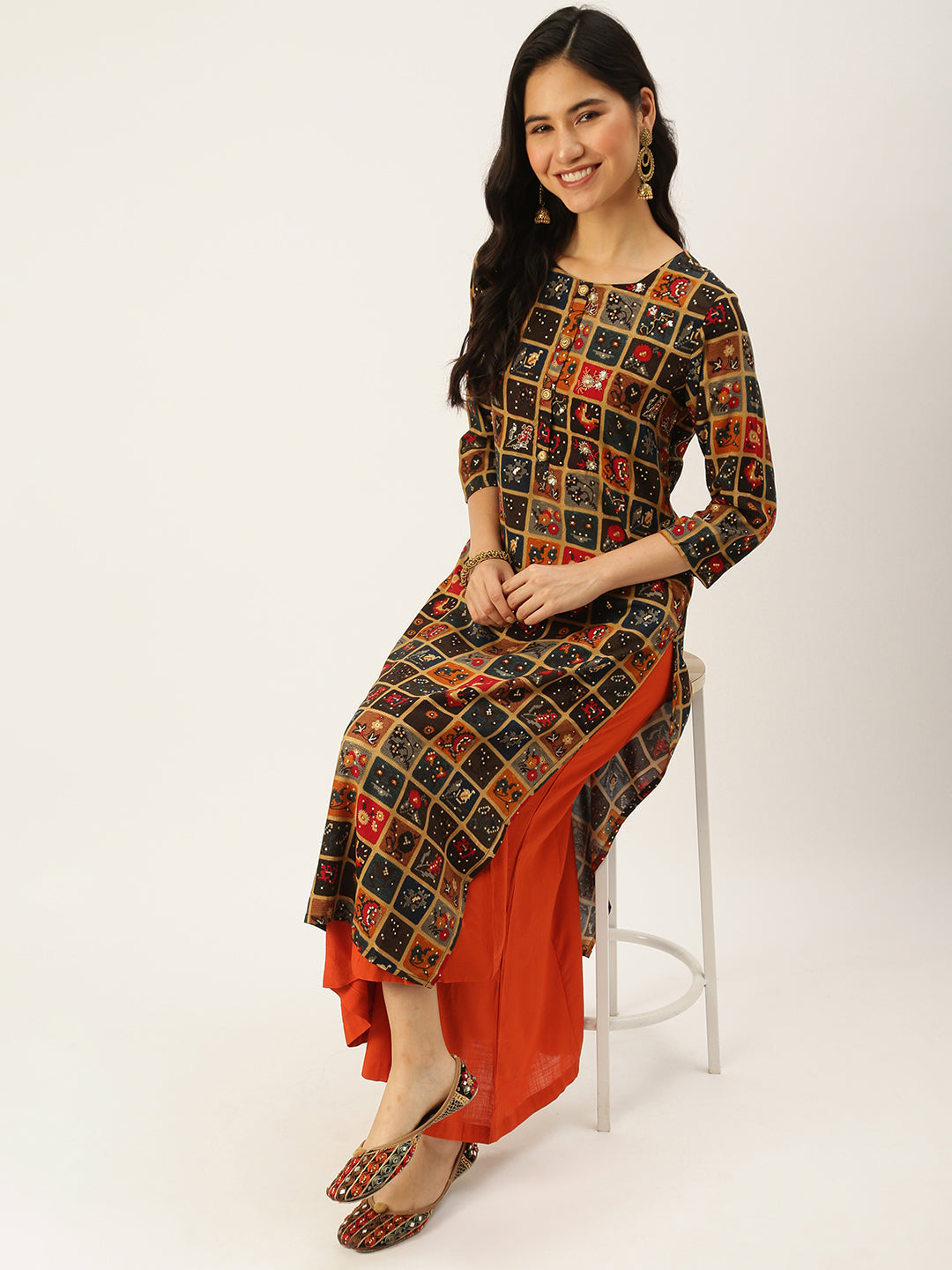 Women's Multicolour Printed Straight Kurtas