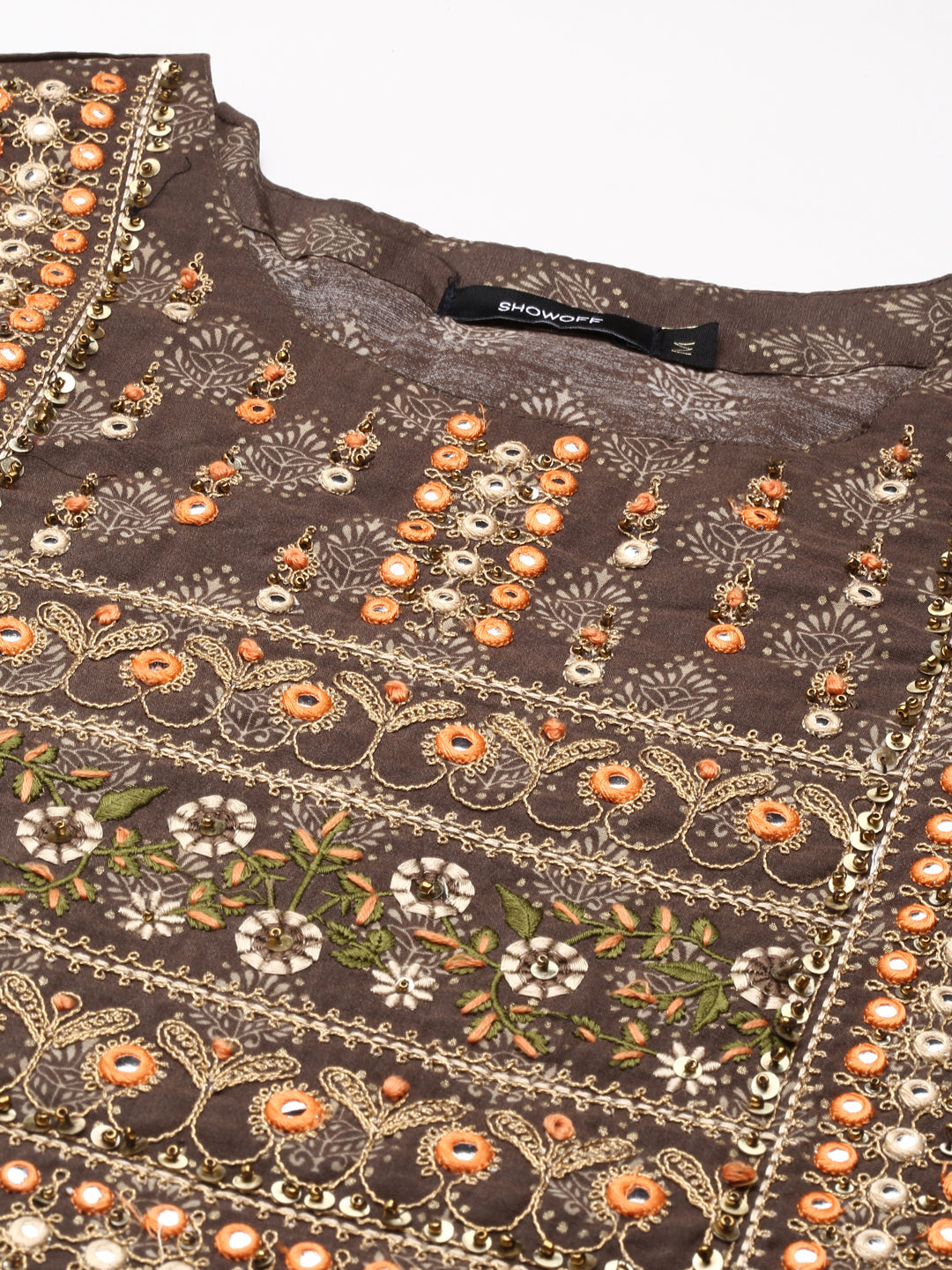 Women's Brown Printed Straight Kurta