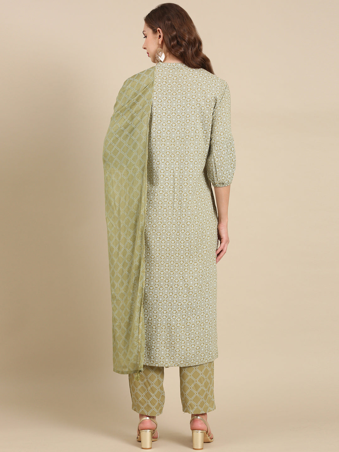 Women's Olive Printed Kurta Set