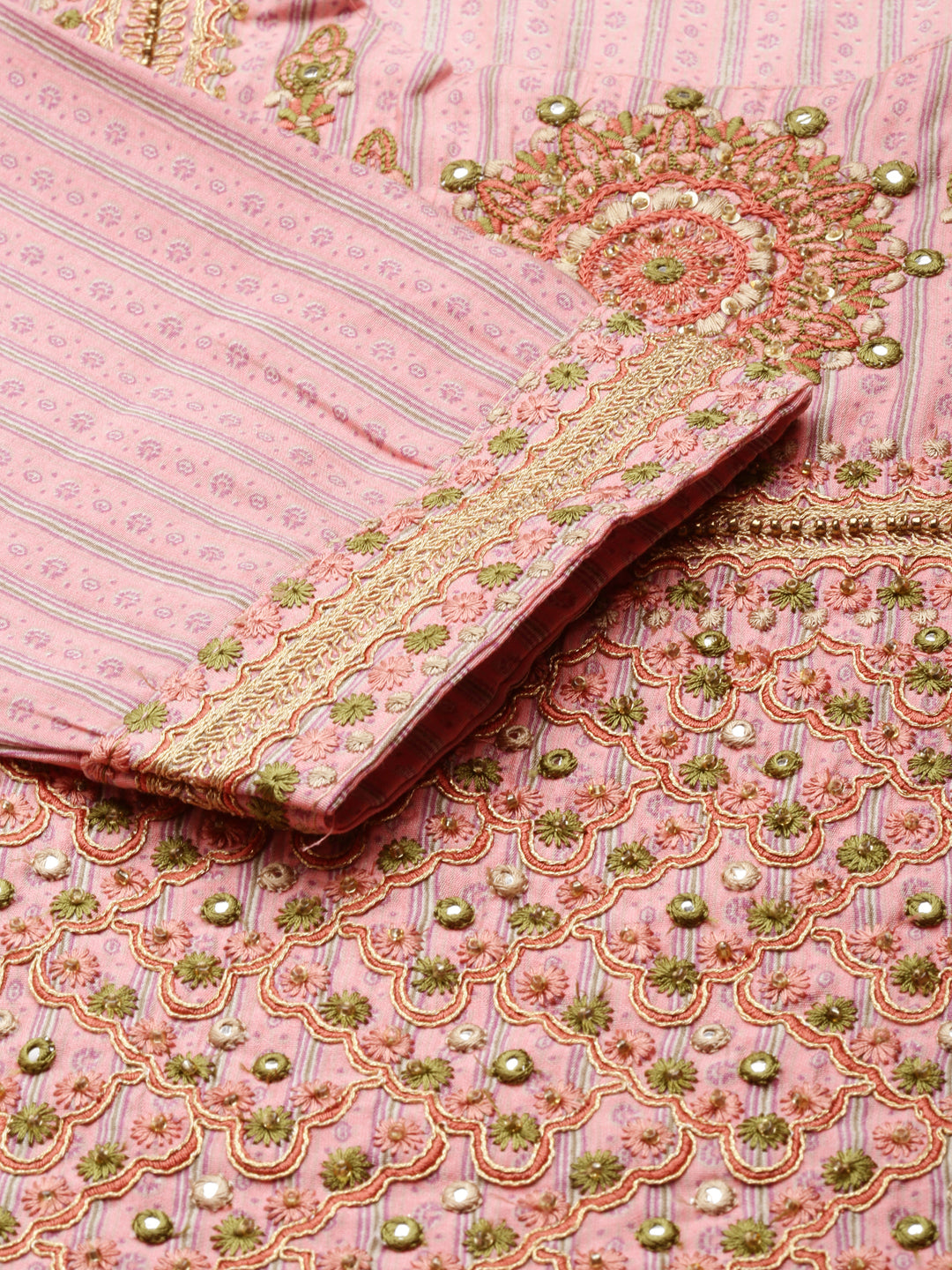Women's Pink Embroidered Straight Kurta