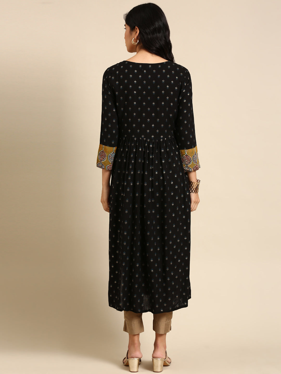 Women's Black Printed Anarkali Kurta