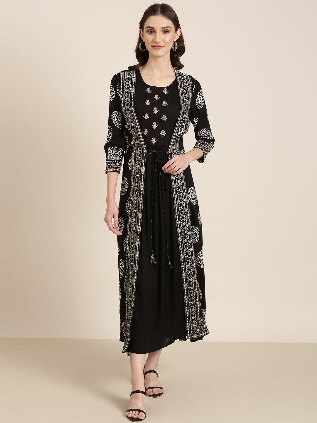 Women Black Embellished A-Line Dress