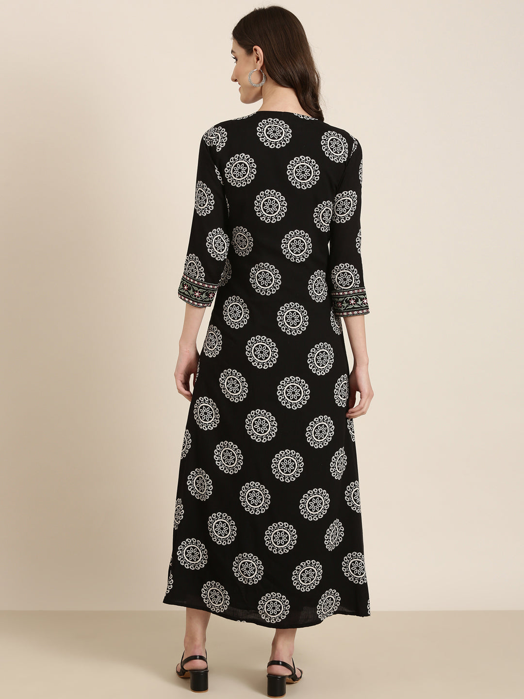 Women Black Embellished A-Line Dress