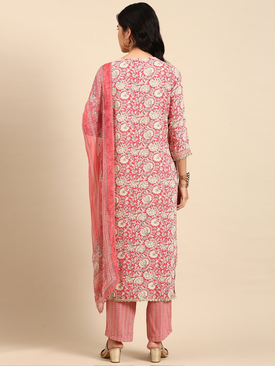 Women's Pink Printed Kurta Set